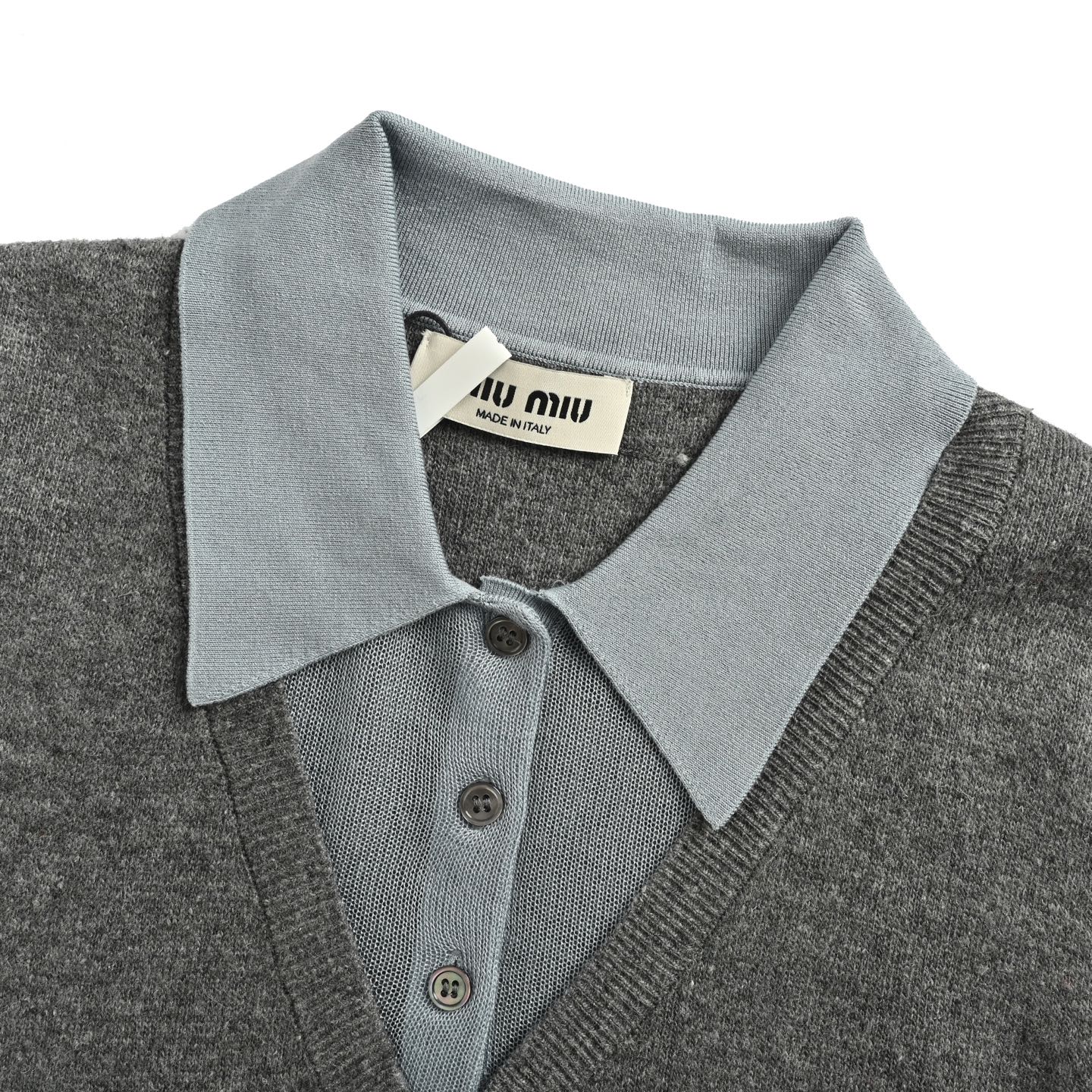 Miu Miu/缪缪 25Fw 拼色polo领毛衣