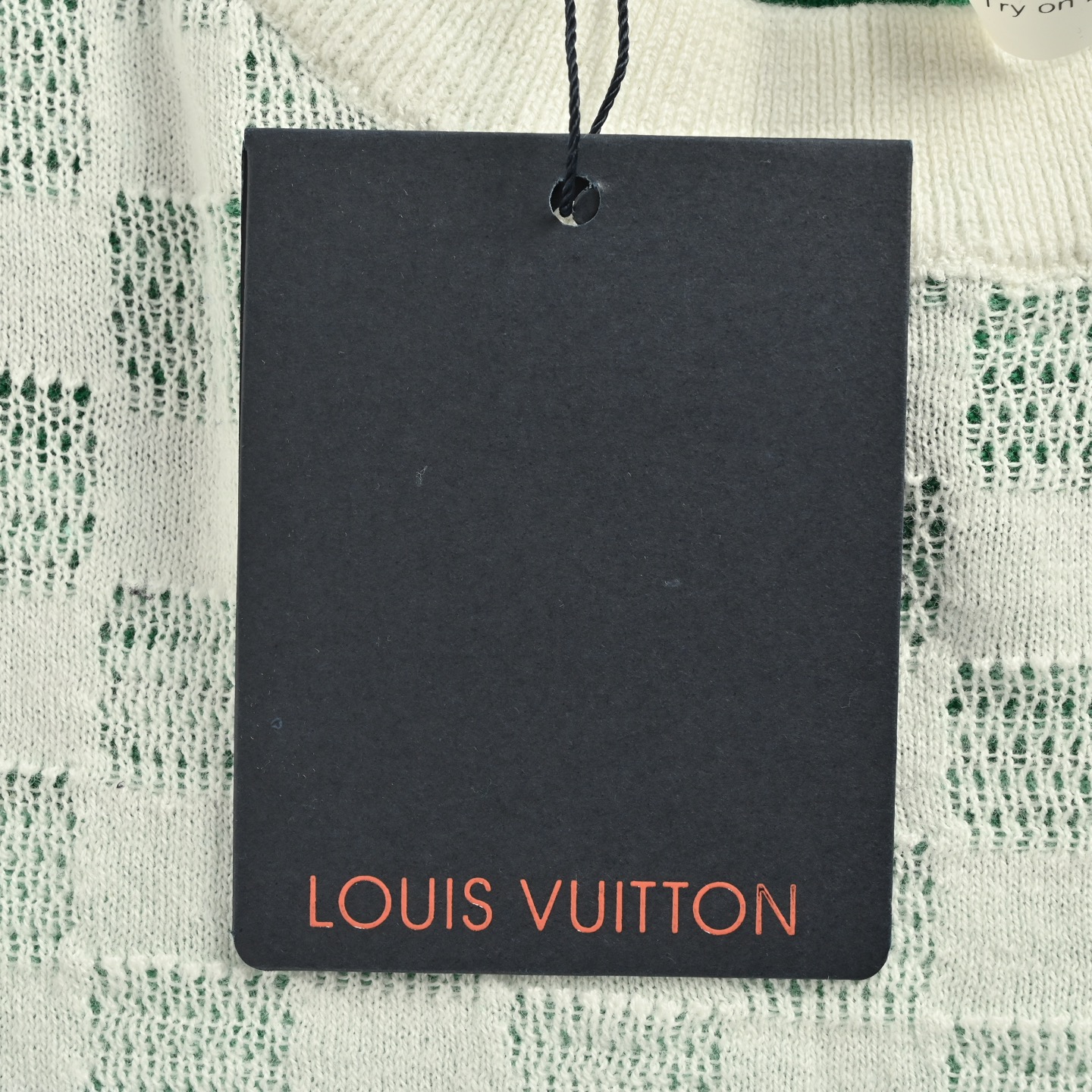 Louis Vuitton/路易威登 方块棋盘格彩色渐变提花针织短袖