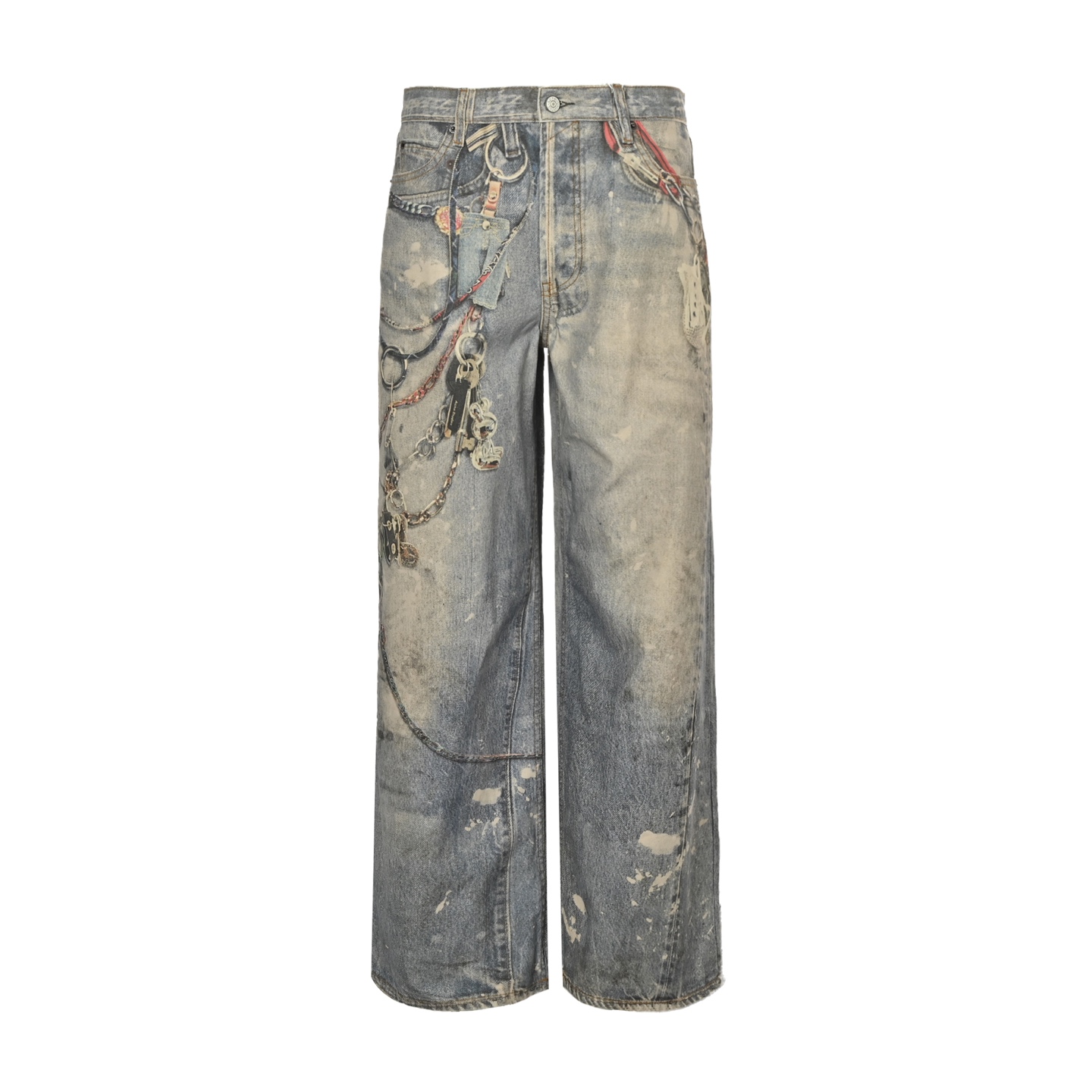 Acne Studios 24ss 1981M链条挂件印花牛仔裤