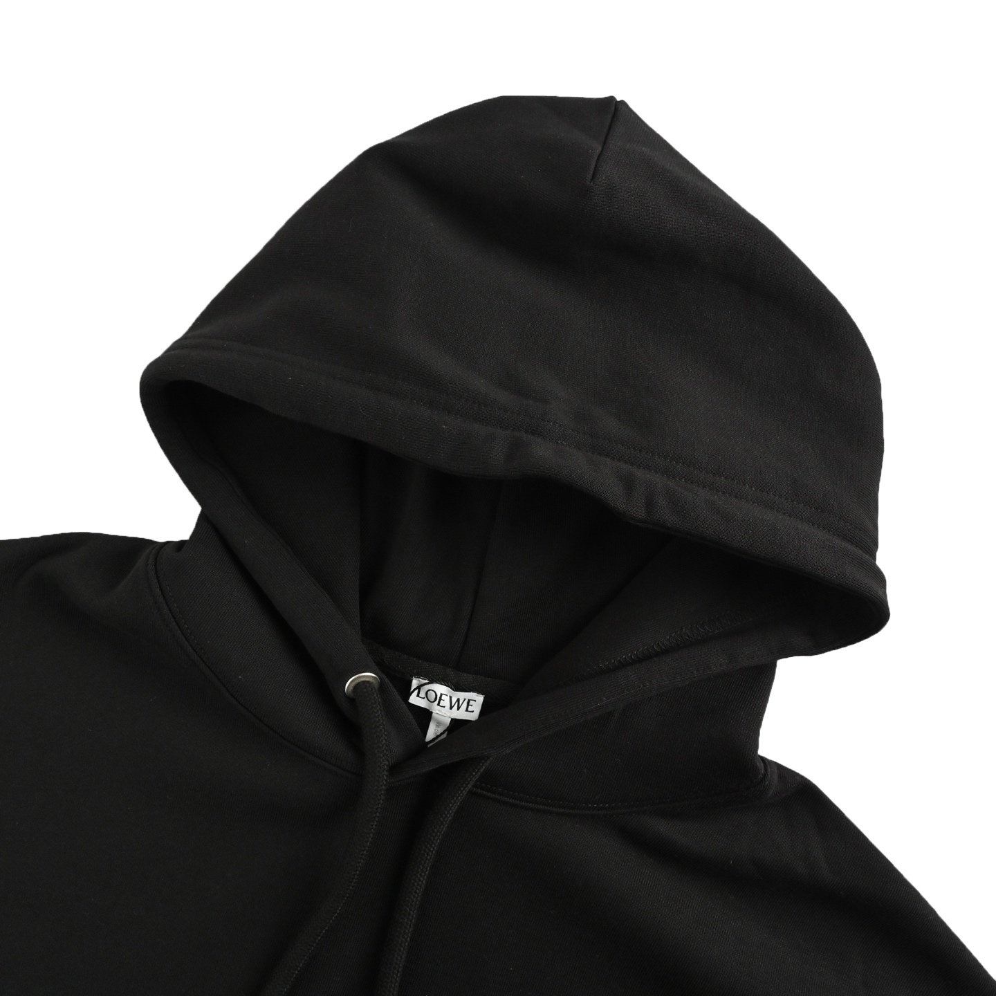 Loewe/罗意威 胸口压花徽标皮口袋连帽卫衣杏色 黑色