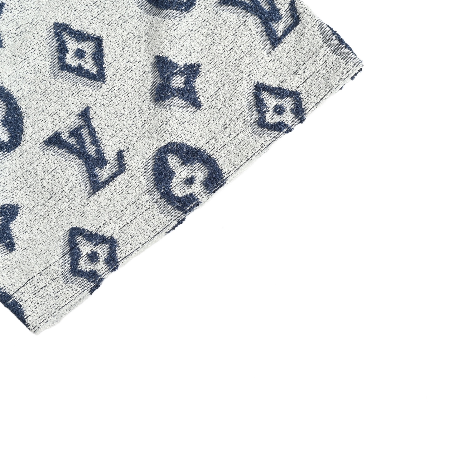 Louis Vuitton/路易威登 25ss 满印老花logo提花毛巾短袖 白色 蓝色