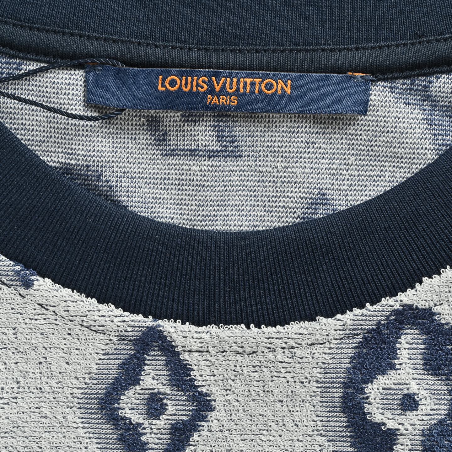 Louis Vuitton/路易威登 25ss 满印老花logo提花毛巾短袖 白色 蓝色