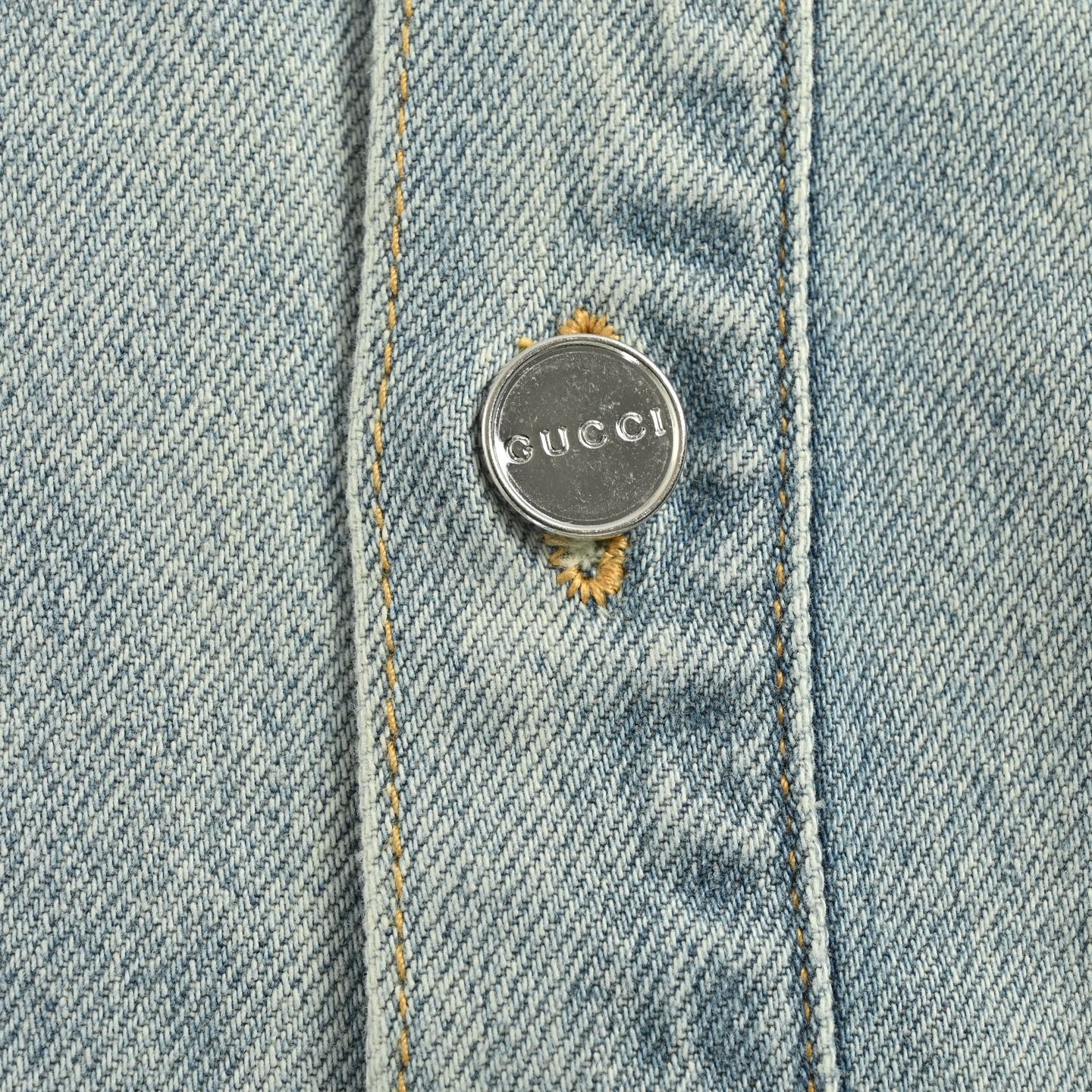 Gucci/古驰 25Fw 水洗压纹牛仔衬衫外套