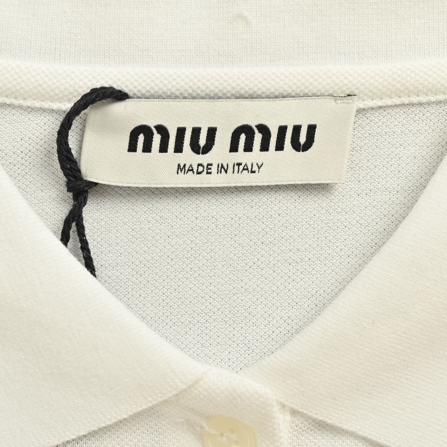 MiuMiu/缪缪 刺绣字母红条领Polo长袖