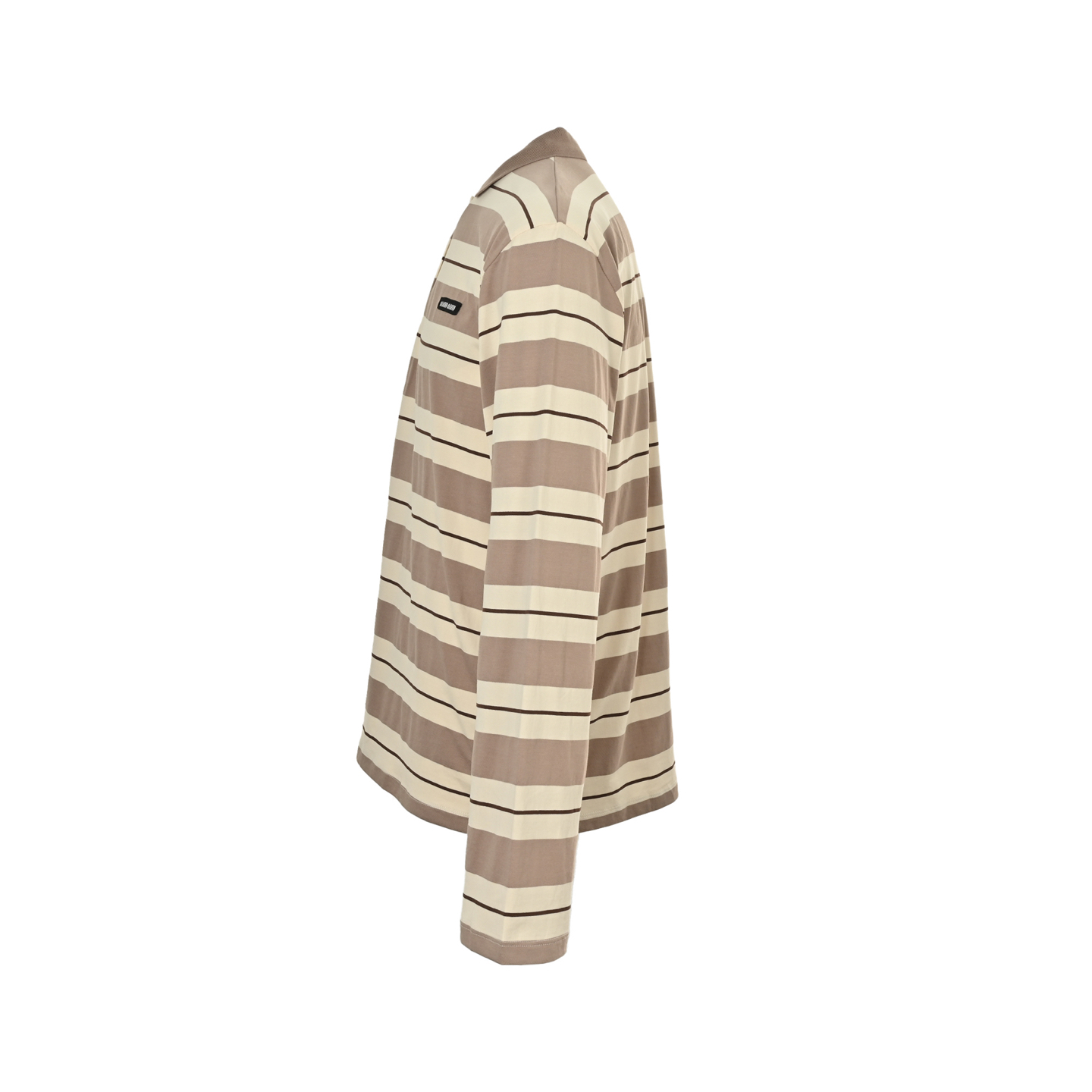 Miu Miu/缪缪 黄条纹棉质平纹针织Polo长袖