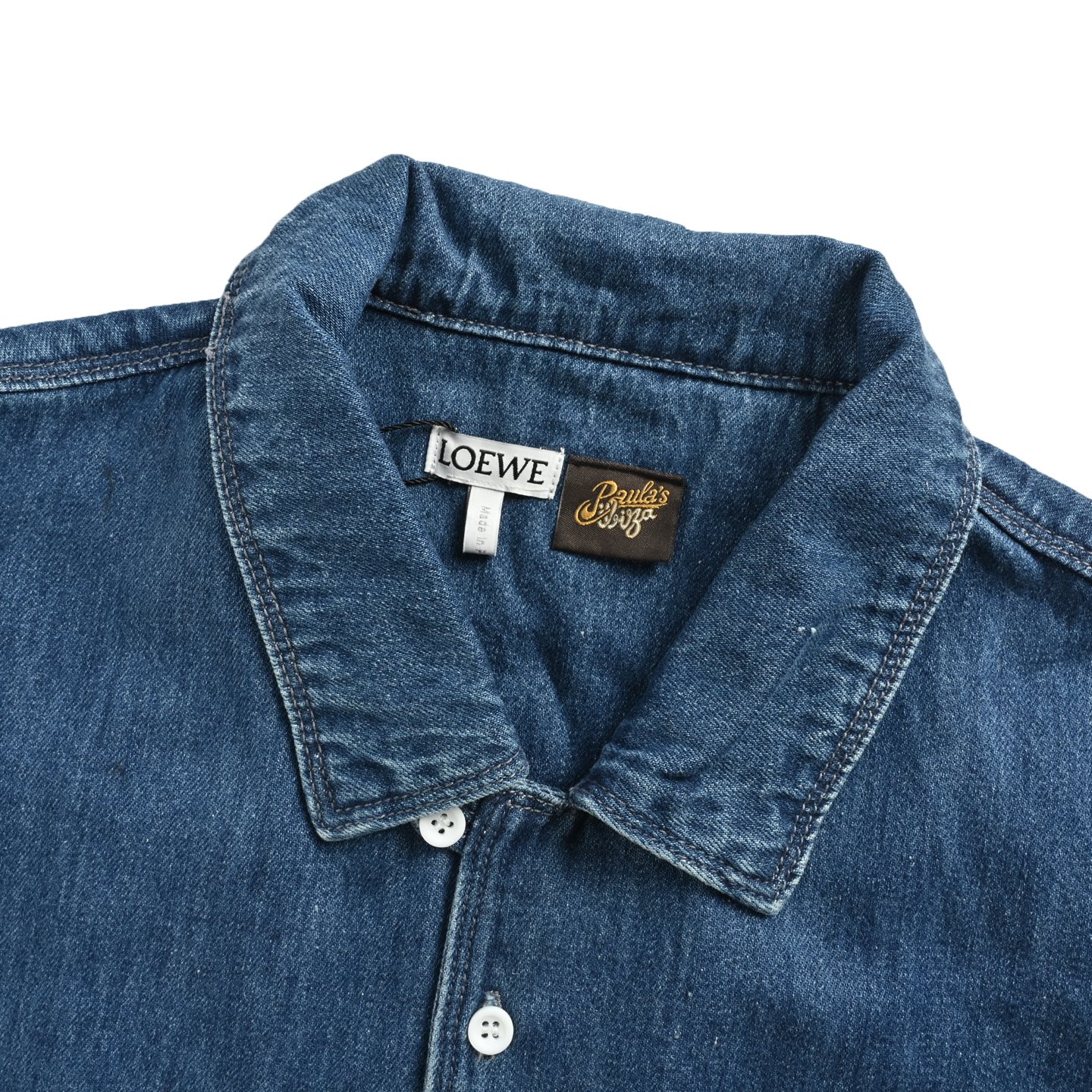 Loewe/罗意威 25ss 绣花口袋牛仔短袖衬衫