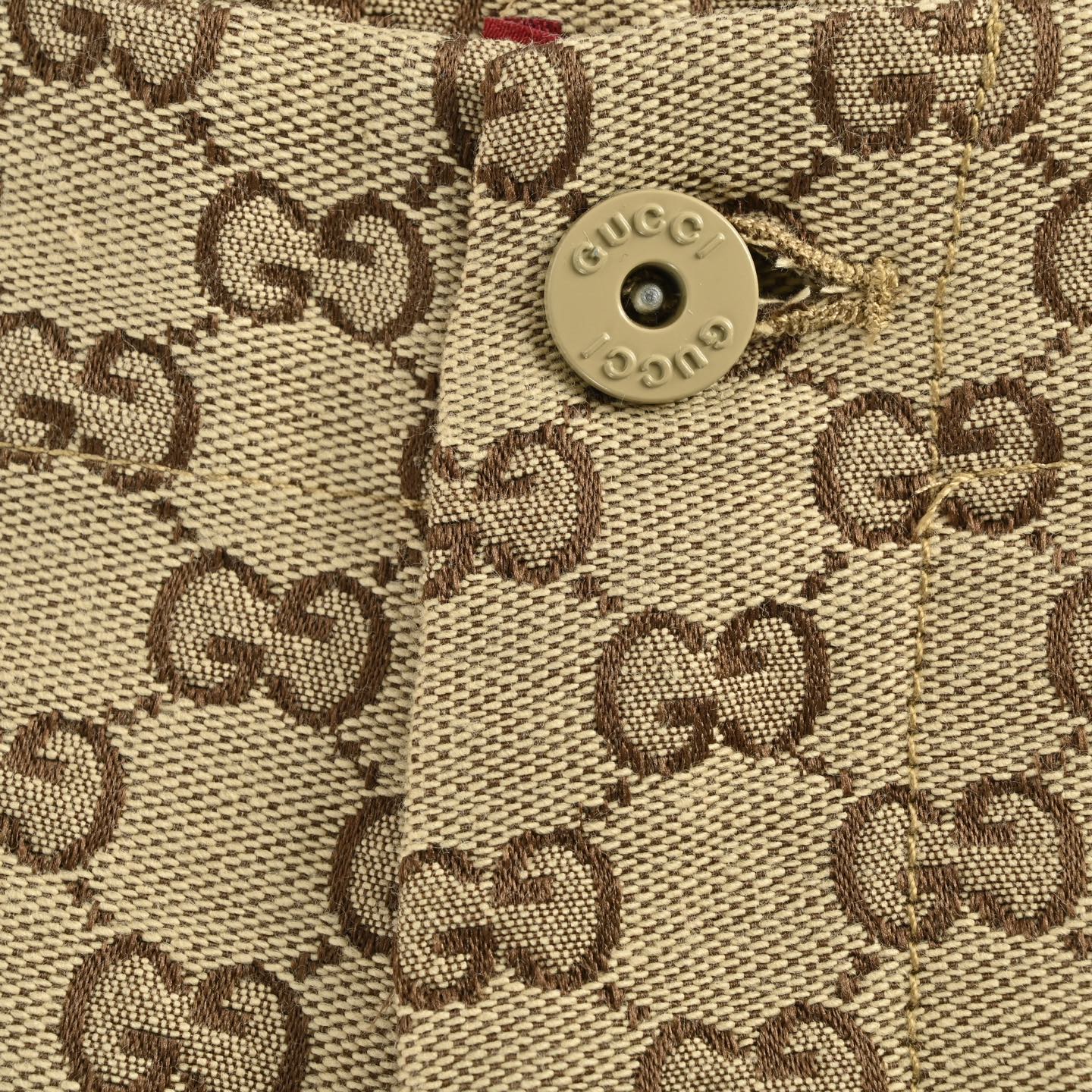Gucci/古驰 25ss 提花刺绣logo短裤 GUCCI新款短裤以驼色和深棕色GG帆布