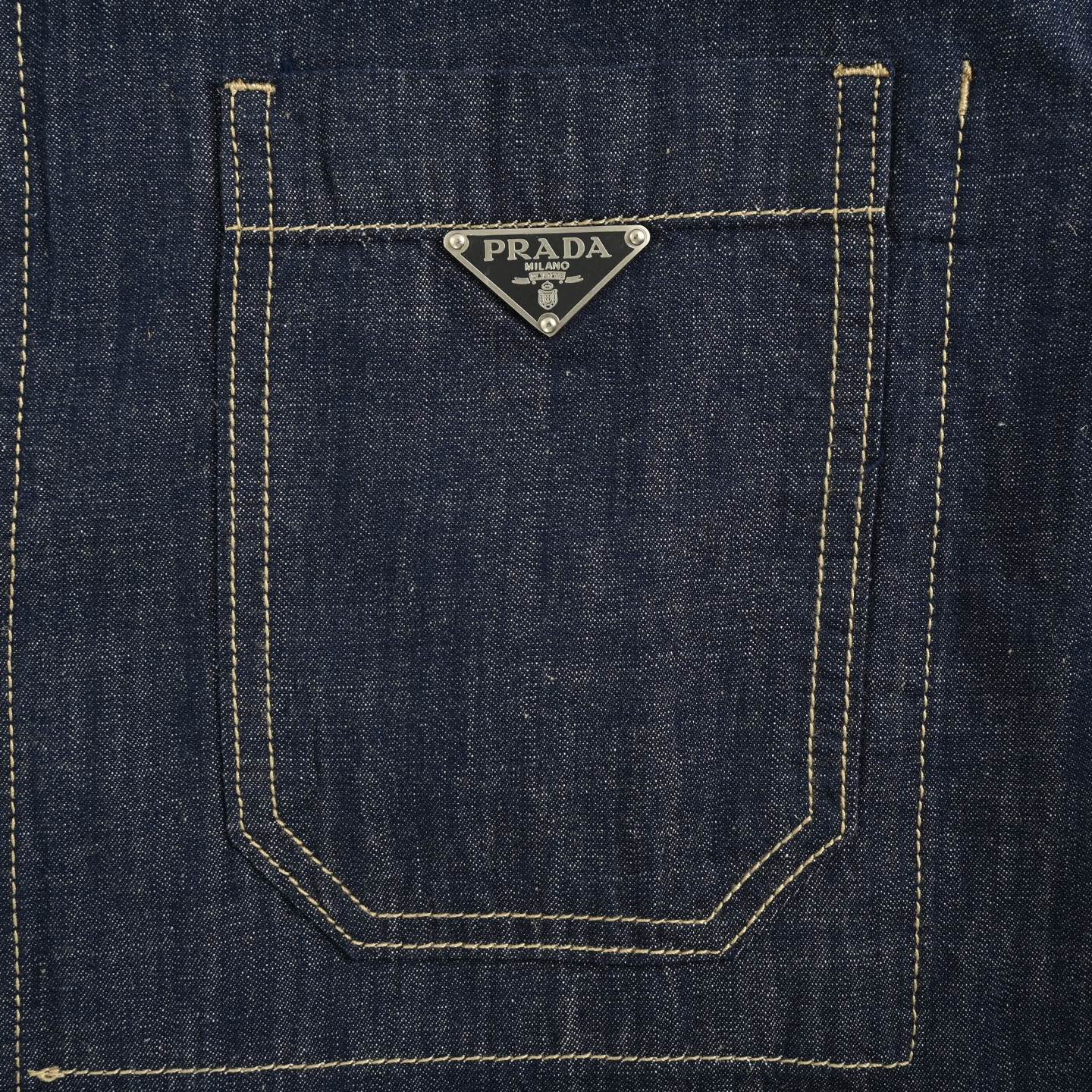 Prada/普拉达 四口袋单排扣牛仔衬衫夹克外套