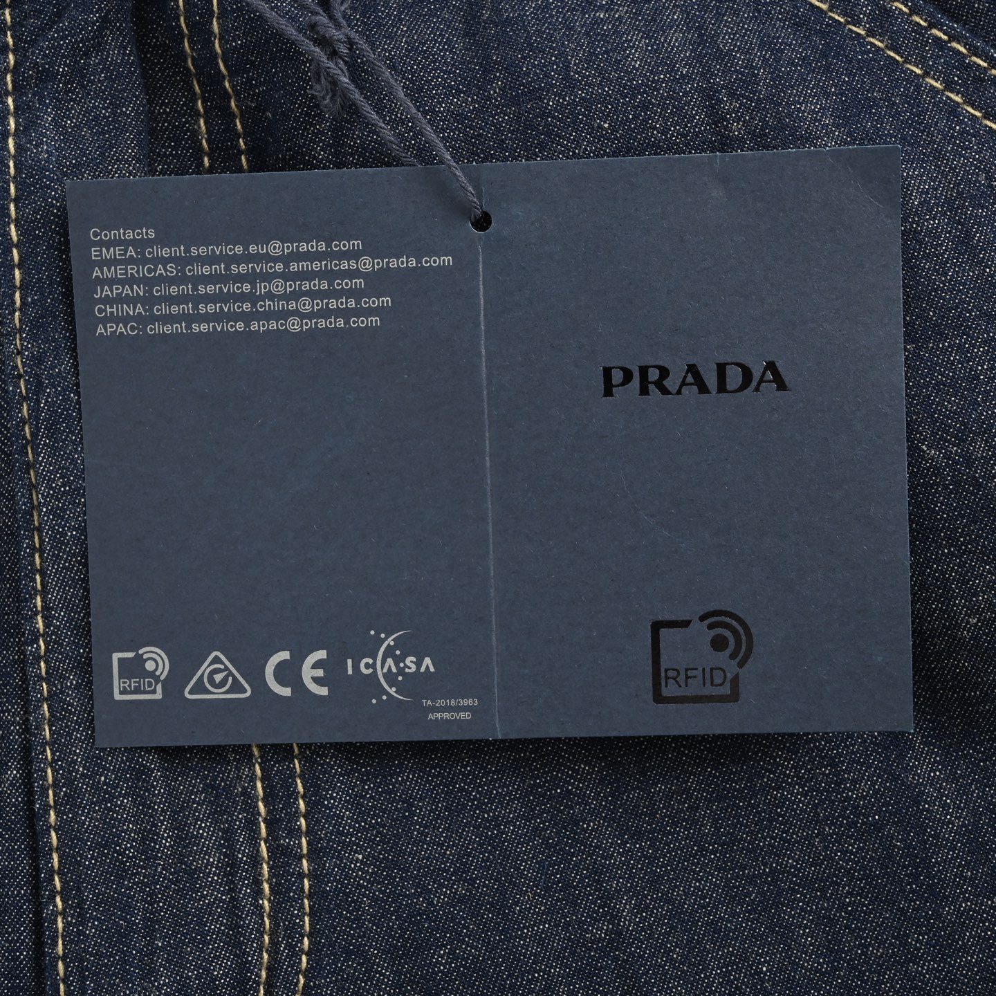 Prada/普拉达 纯色拉链牛仔长裤