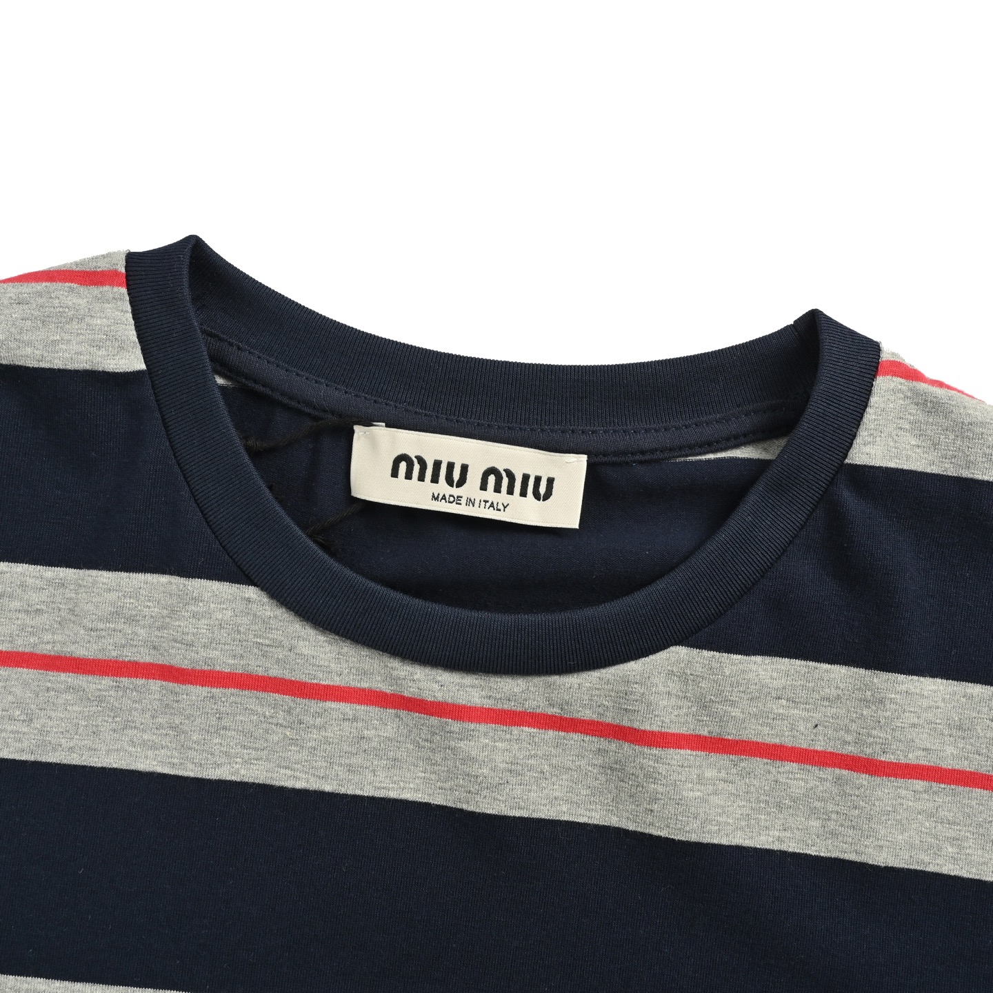 Miu Miu/缪缪 25Fw 口袋徽标条纹长袖T恤-Chinese UA Cheap High Quatity Brand Clothes Bags handbags Sneakers wholesale wholesaler seller from China Factory suppliers Fashion Clothing Shoes best Quality Beautiful Price Miu Miu/缪缪 25Fw 口袋徽标条纹长袖T恤