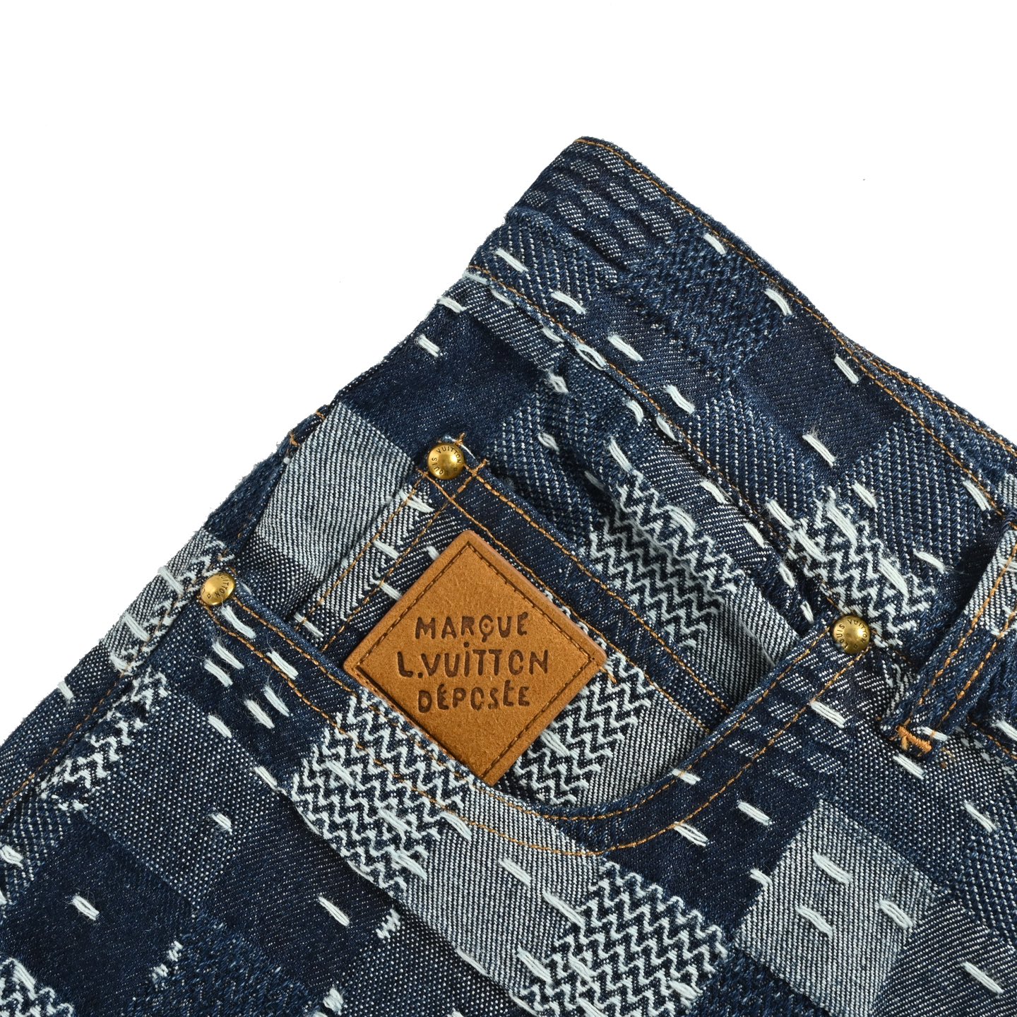 Louis Vuitton/路易威登 25ss 老花棋盘格针织短袖 LV新款滑板牛仔裤