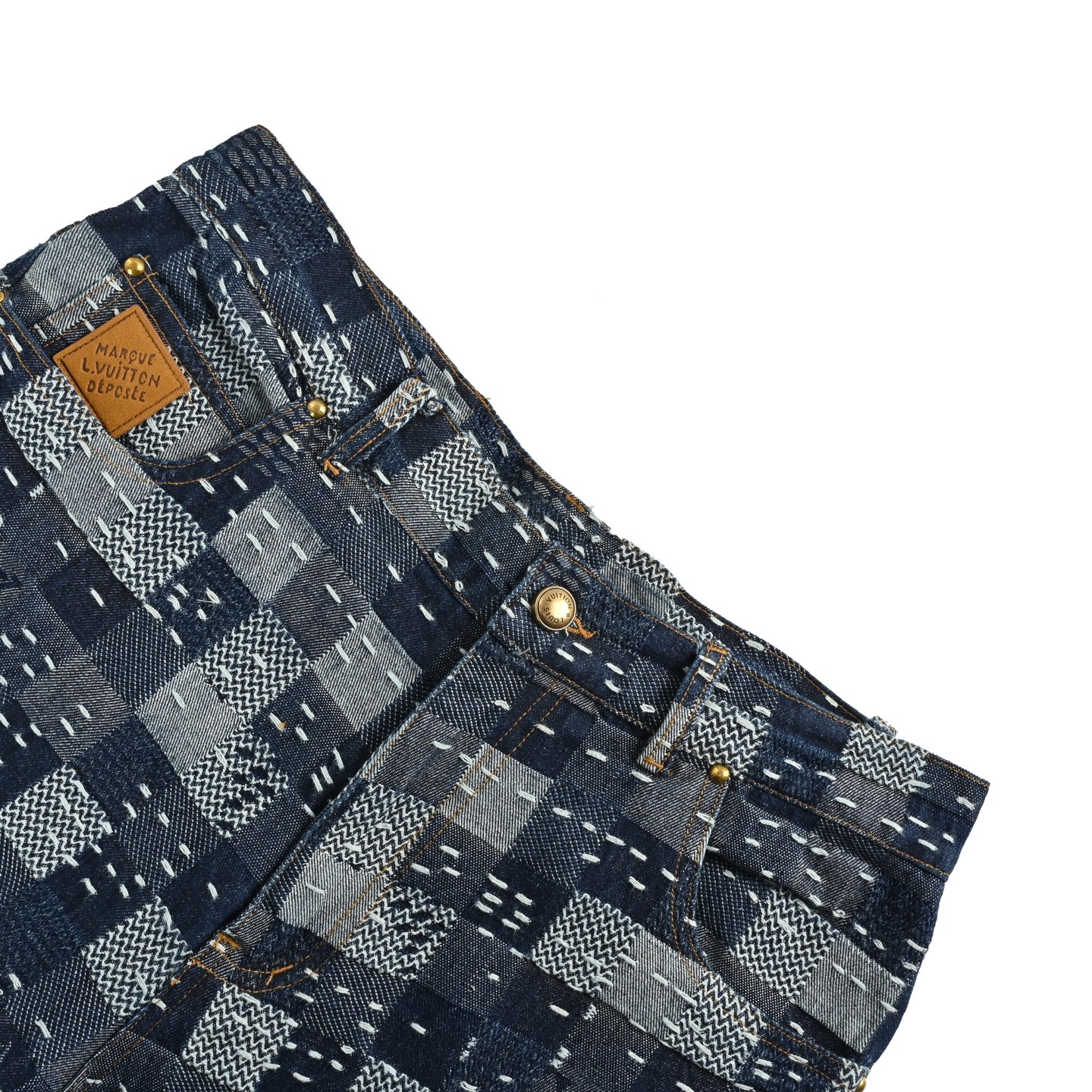 Louis Vuitton/路易威登 25ss 老花棋盘格针织短袖 LV新款滑板牛仔裤