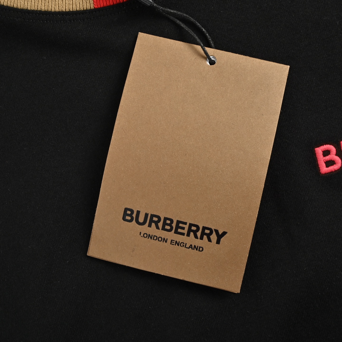 Burberry/巴宝莉 格纹领刺绣logo短袖