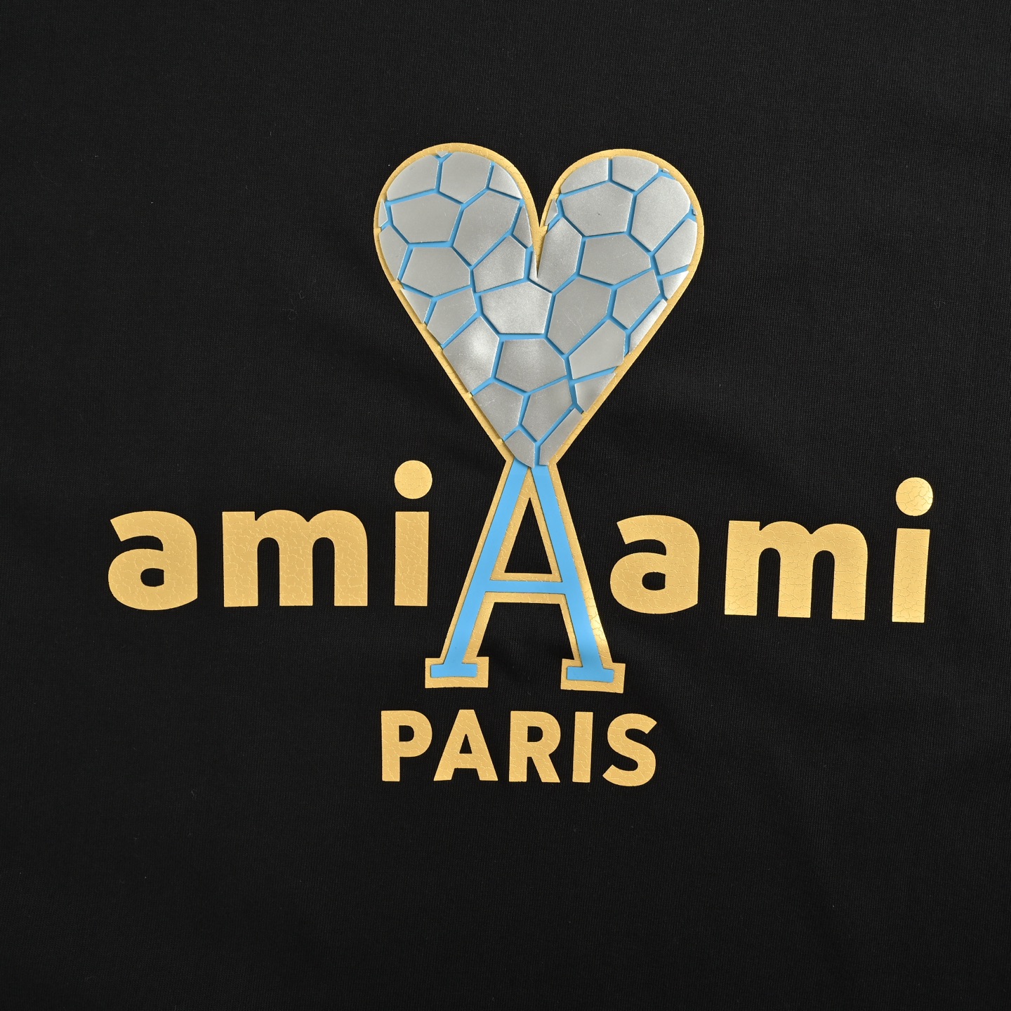 Ami 25ss 爆裂纹爱心字母压胶印花短袖