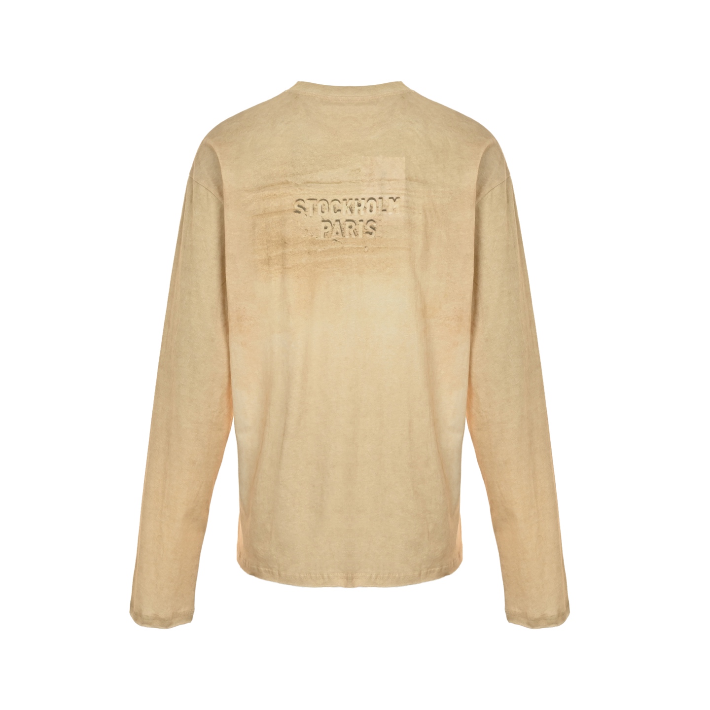 Acne Studios 25ss 山峰水洗做旧长袖T恤 沙米色调的竹节棉T恤