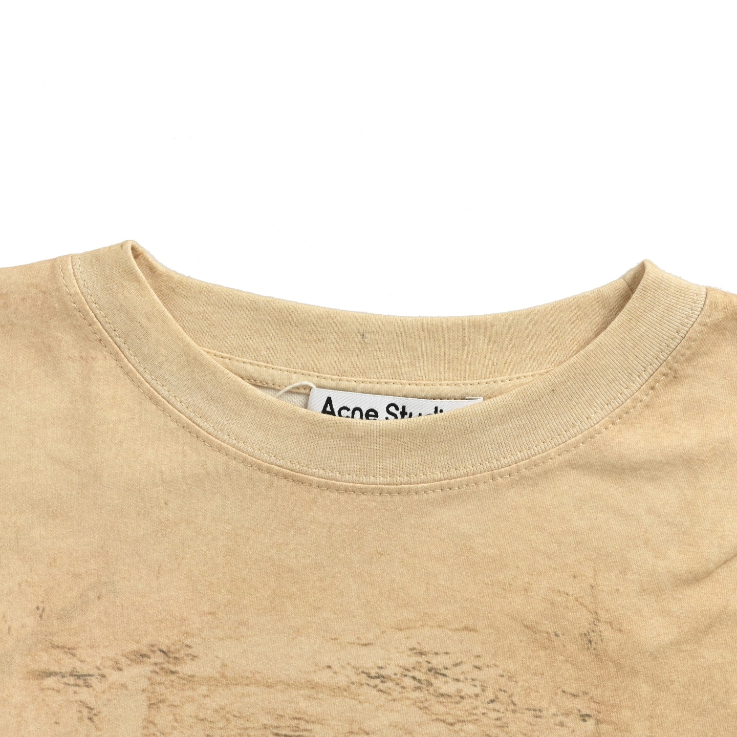 Acne Studios 25ss 山峰水洗做旧长袖T恤 沙米色调的竹节棉T恤