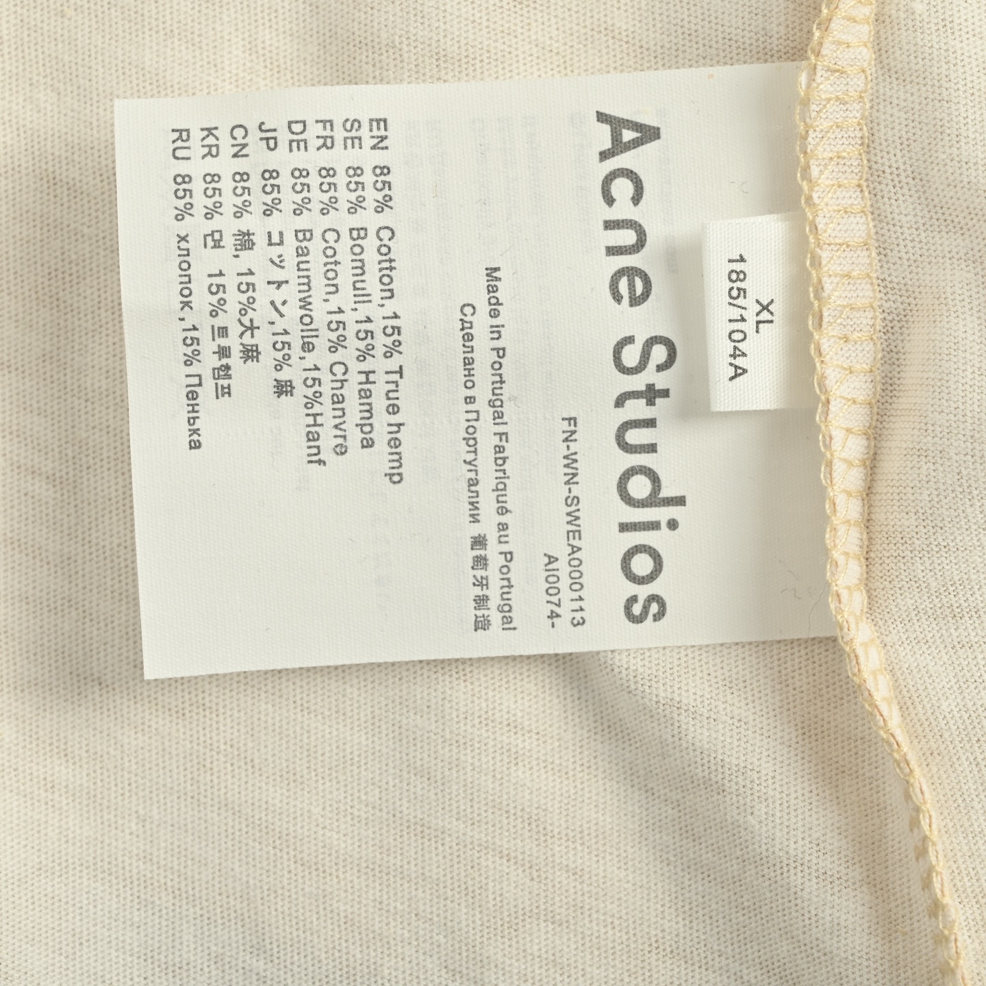 Acne Studios 25ss 山峰水洗做旧长袖T恤 沙米色调的竹节棉T恤