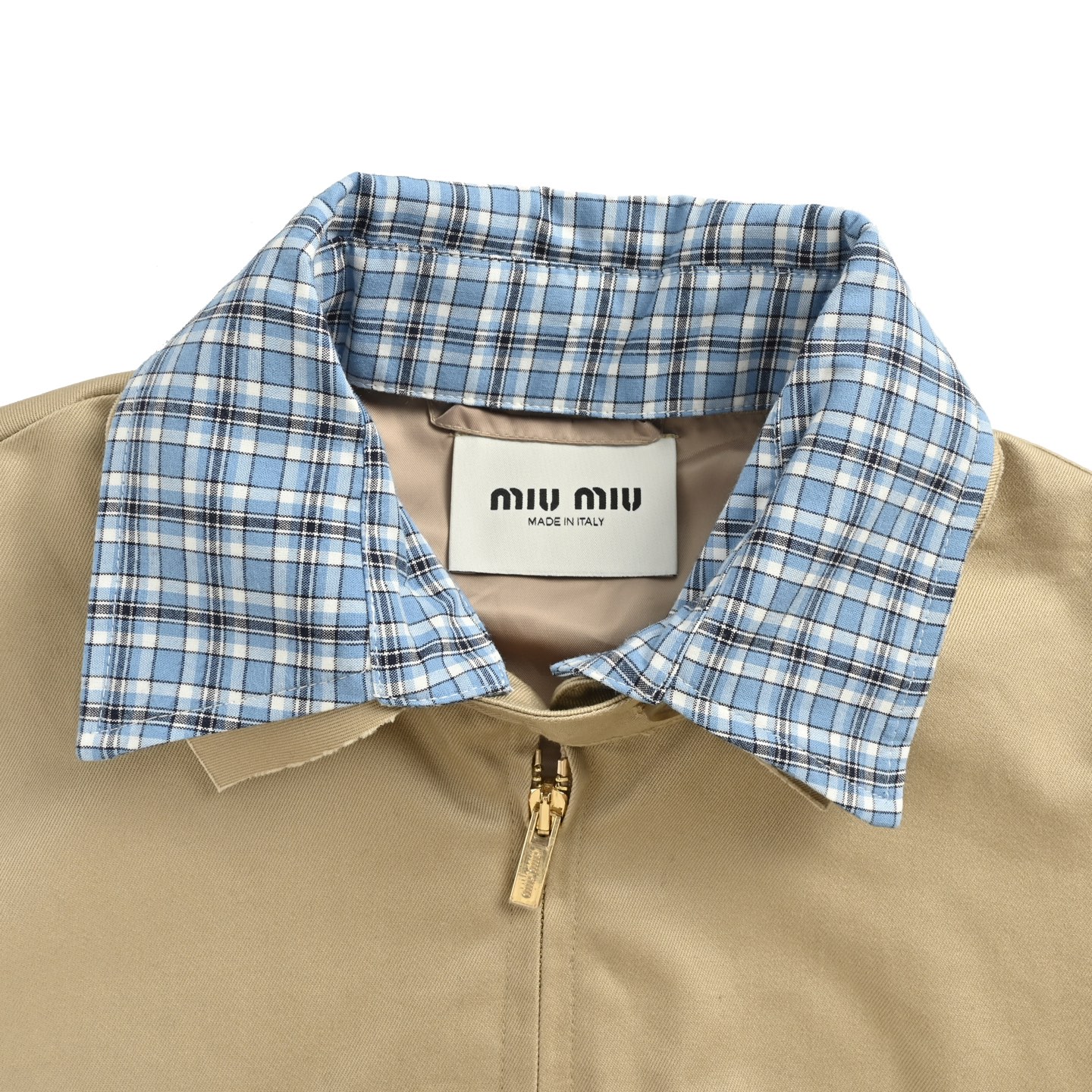 Miu Miu/缪缪 25Fw 贴布绣格纹假两件夹克外套