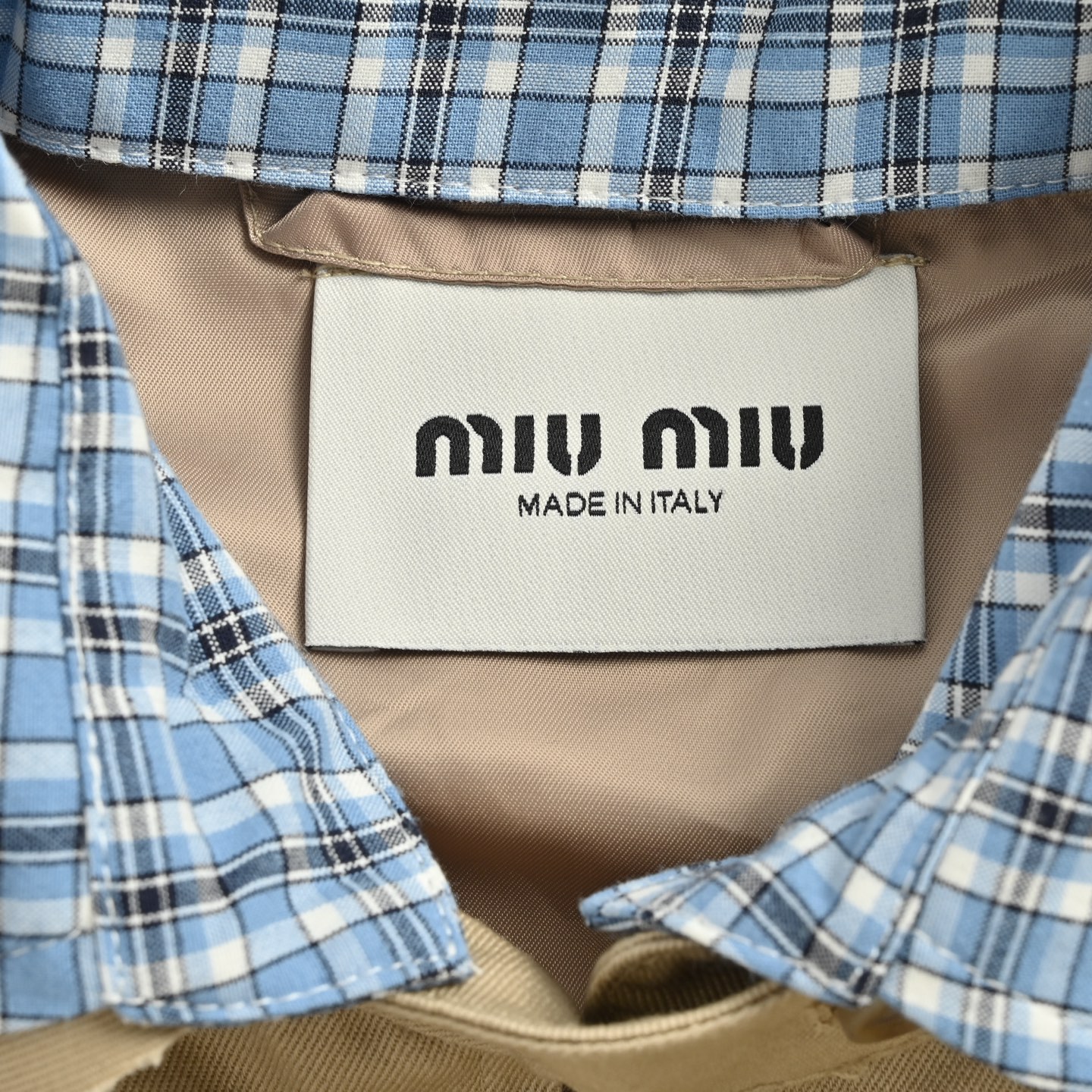 Miu Miu/缪缪 25Fw 贴布绣格纹假两件夹克外套