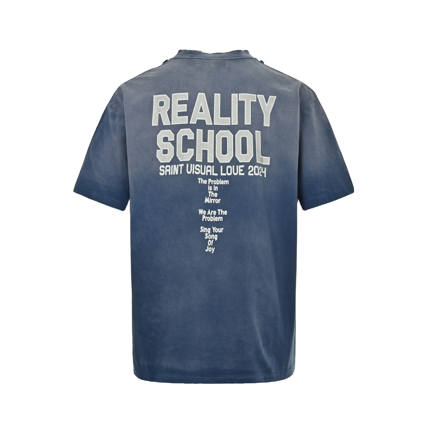 SAINT MICHAEL 25ss 蓝洗做旧标语印花短袖-Chinese UA Cheap High Quatity Brand Clothes Bags handbags Sneakers wholesale wholesaler seller from China Factory suppliers Fashion Clothing Shoes best Quality Beautiful Price SAINT MICHAEL 25ss 蓝洗做旧标语印花短袖