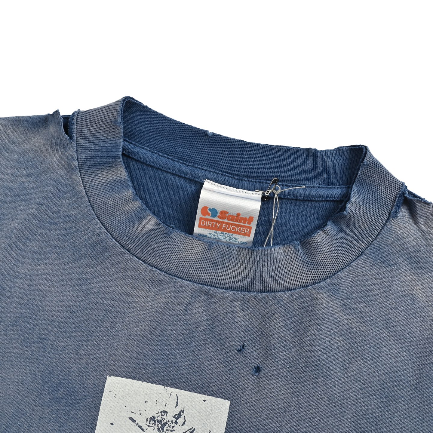 SAINT MICHAEL 25ss 蓝洗做旧标语印花短袖-Chinese UA Cheap High Quatity Brand Clothes Bags handbags Sneakers wholesale wholesaler seller from China Factory suppliers Fashion Clothing Shoes best Quality Beautiful Price SAINT MICHAEL 25ss 蓝洗做旧标语印花短袖