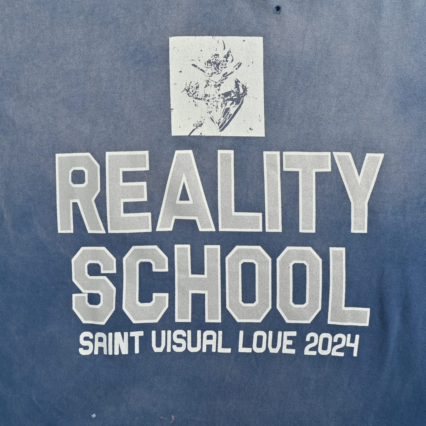 SAINT MICHAEL 25ss 蓝洗做旧标语印花短袖-Chinese UA Cheap High Quatity Brand Clothes Bags handbags Sneakers wholesale wholesaler seller from China Factory suppliers Fashion Clothing Shoes best Quality Beautiful Price SAINT MICHAEL 25ss 蓝洗做旧标语印花短袖