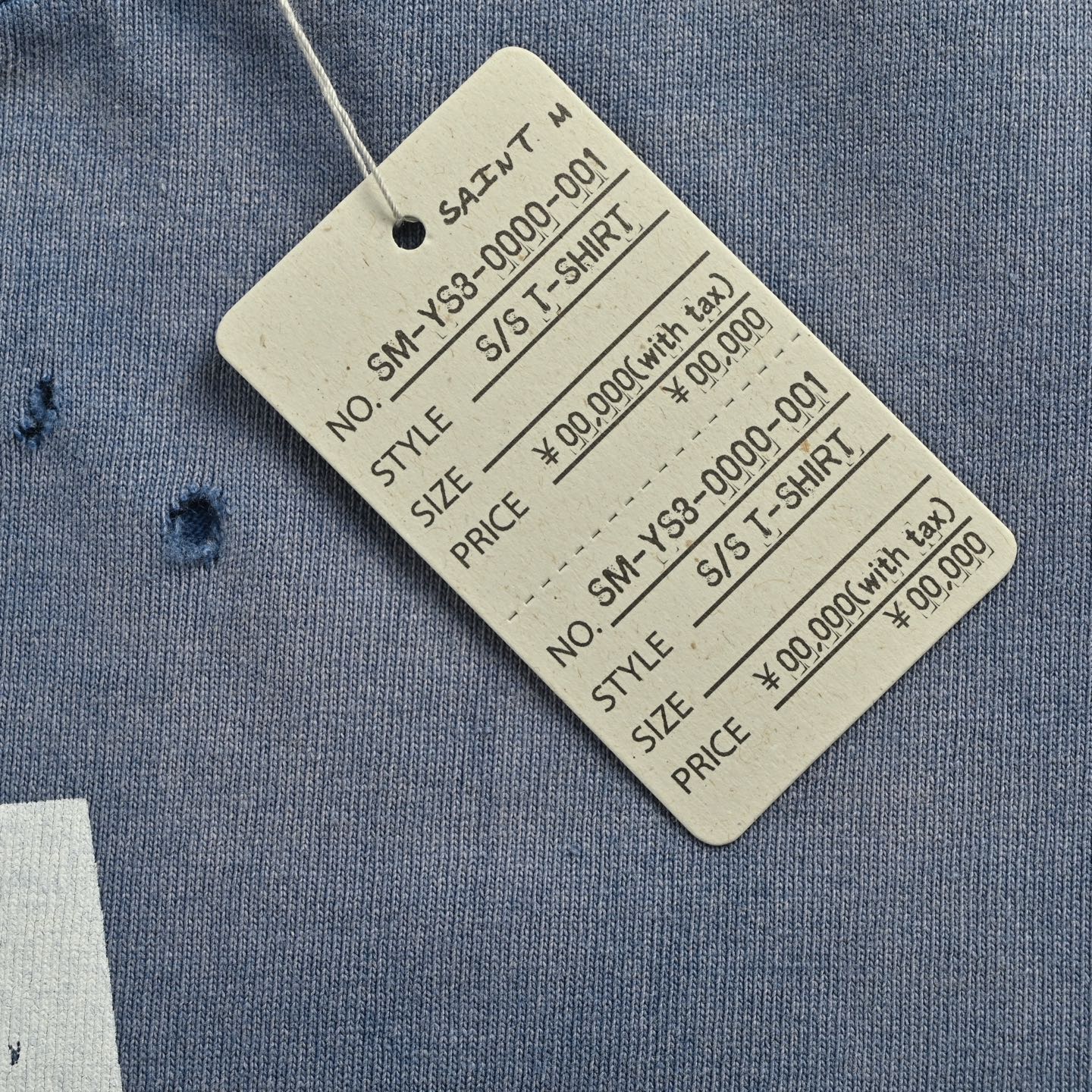 SAINT MICHAEL 25ss 蓝洗做旧标语印花短袖-Chinese UA Cheap High Quatity Brand Clothes Bags handbags Sneakers wholesale wholesaler seller from China Factory suppliers Fashion Clothing Shoes best Quality Beautiful Price SAINT MICHAEL 25ss 蓝洗做旧标语印花短袖