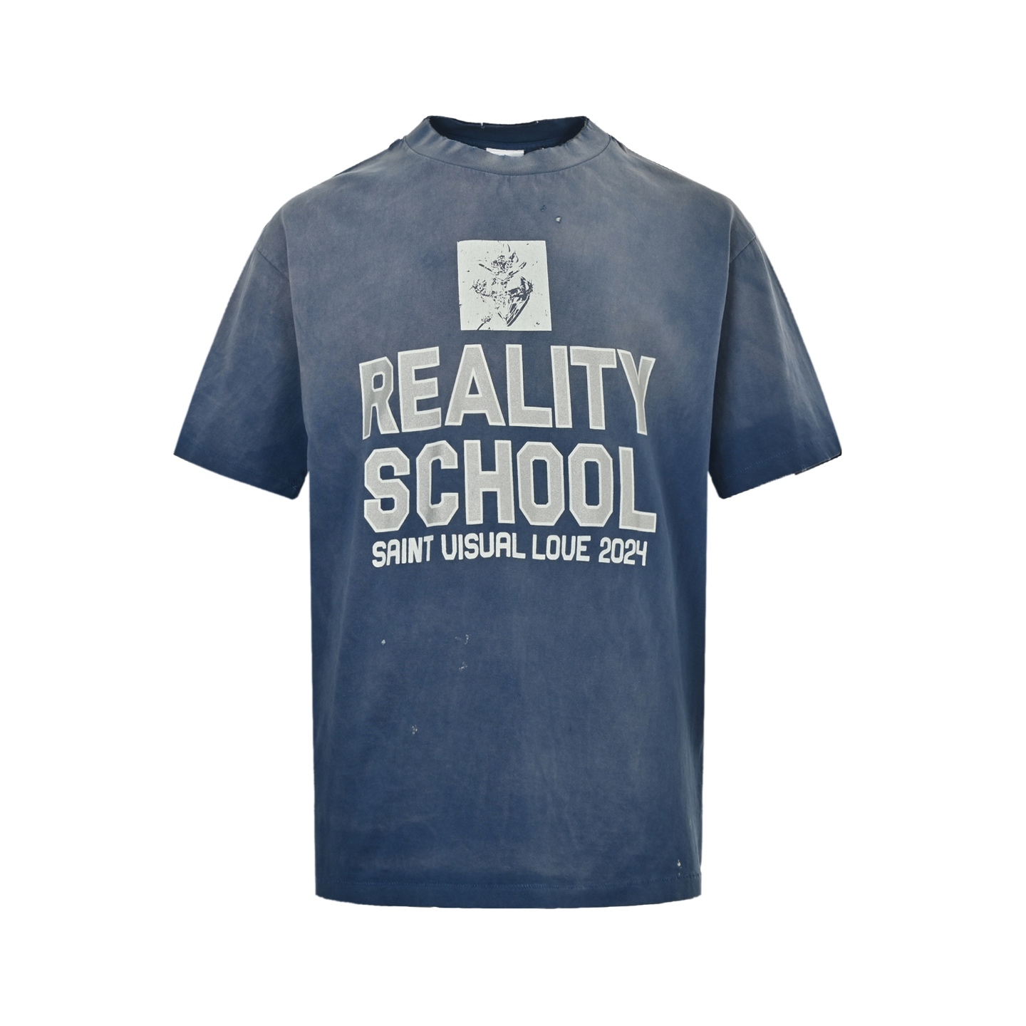 SAINT MICHAEL 25ss 蓝洗做旧标语印花短袖-Chinese UA Cheap High Quatity Brand Clothes Bags handbags Sneakers wholesale wholesaler seller from China Factory suppliers Fashion Clothing Shoes best Quality Beautiful Price SAINT MICHAEL 25ss 蓝洗做旧标语印花短袖