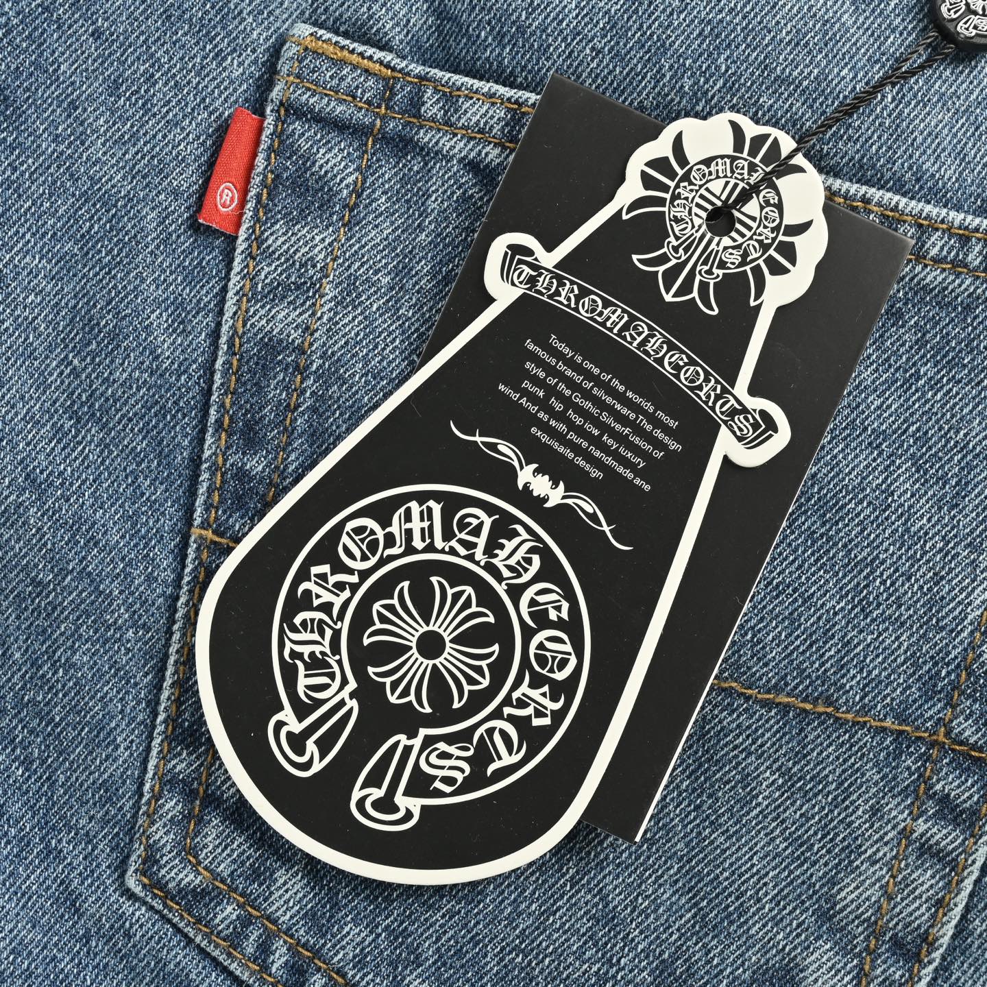 Chrome Hearts/克罗心 25Fw 皮标十字架牛仔裤