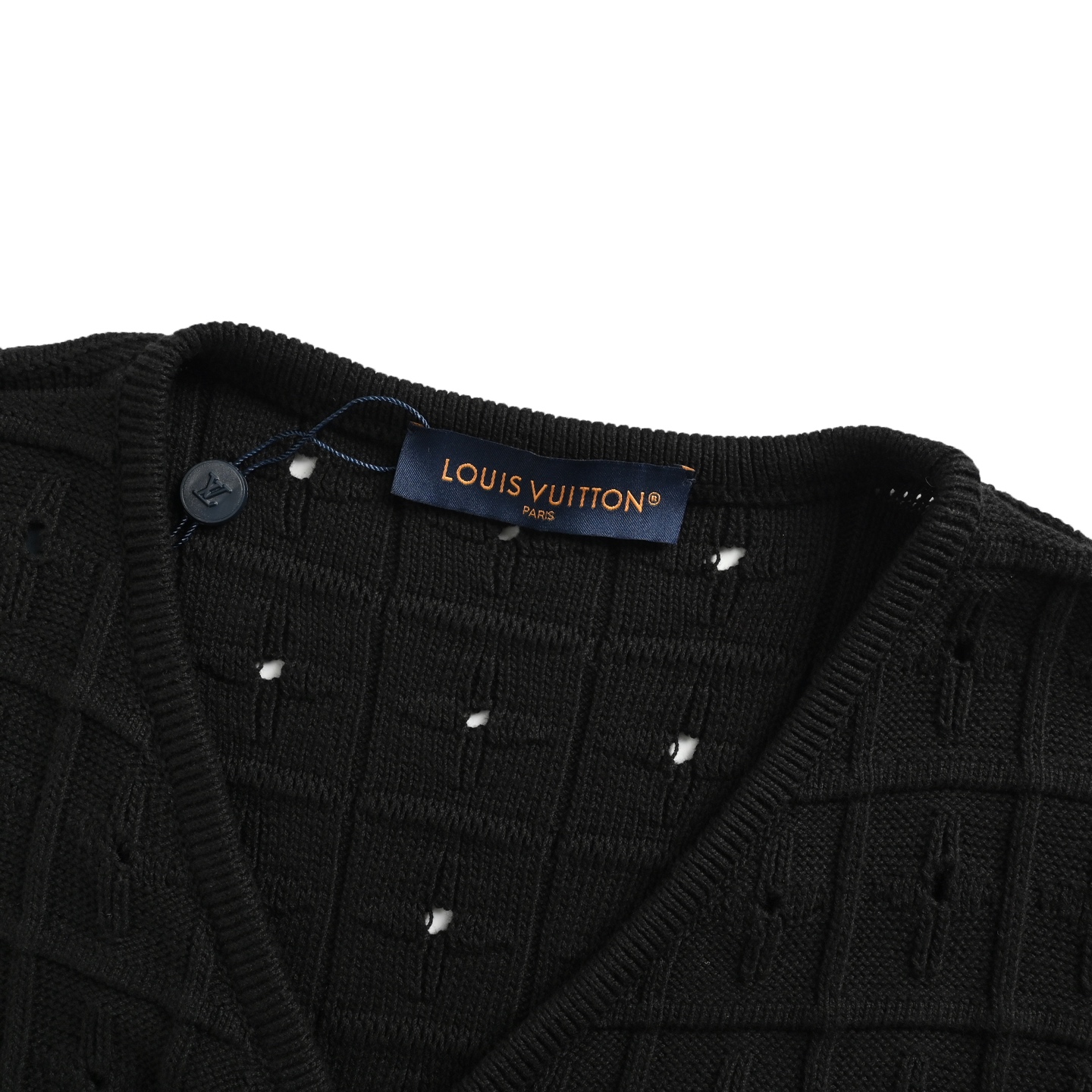 Louis Vuitton/路易威登 25Fw 镂空格双排扣针织开衫-Chinese UA Cheap High Quatity Brand Clothes Bags handbags Sneakers wholesale wholesaler seller from China Factory suppliers Fashion Clothing Shoes best Quality Beautiful Price Louis Vuitton/路易威登 25Fw 镂空格双排扣针织开衫