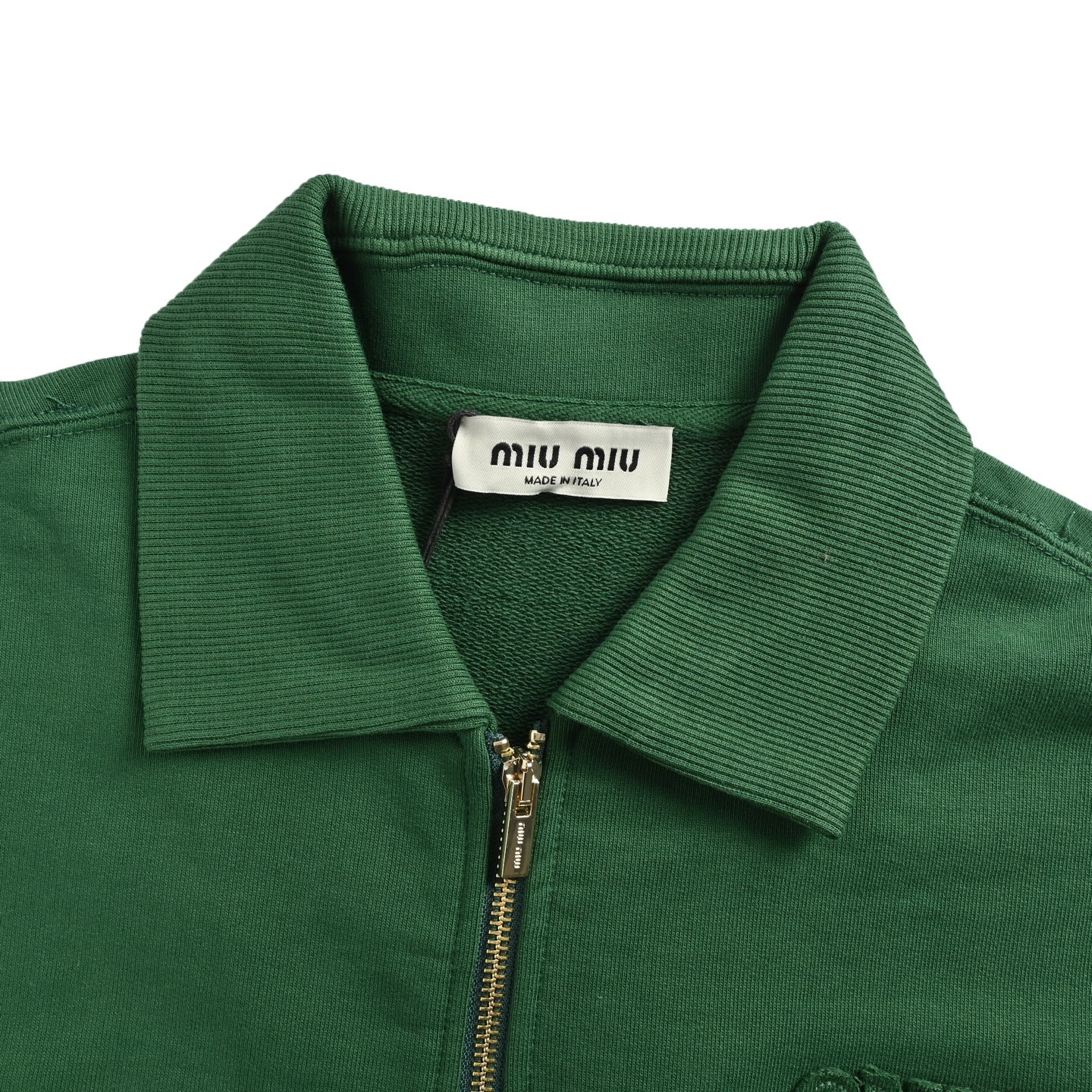 Miu Miu/缪缪 25Fw 贴布字母半拉链翻领卫衣-Chinese UA Cheap High Quatity Brand Clothes Bags handbags Sneakers wholesale wholesaler seller from China Factory suppliers Fashion Clothing Shoes best Quality Beautiful Price Miu Miu/缪缪 25Fw 贴布字母半拉链翻领卫衣