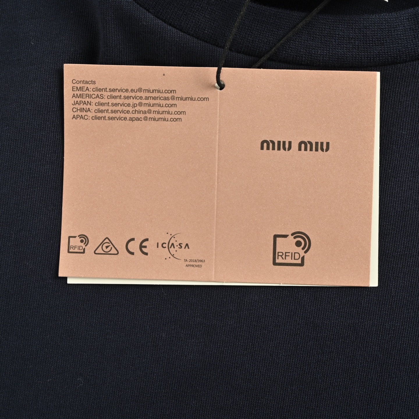 Miu Miu/缪缪 25Fw 经典小标刺绣长袖T恤-Chinese UA Cheap High Quatity Brand Clothes Bags handbags Sneakers wholesale wholesaler seller from China Factory suppliers Fashion Clothing Shoes best Quality Beautiful Price Miu Miu/缪缪 25Fw 经典小标刺绣长袖T恤