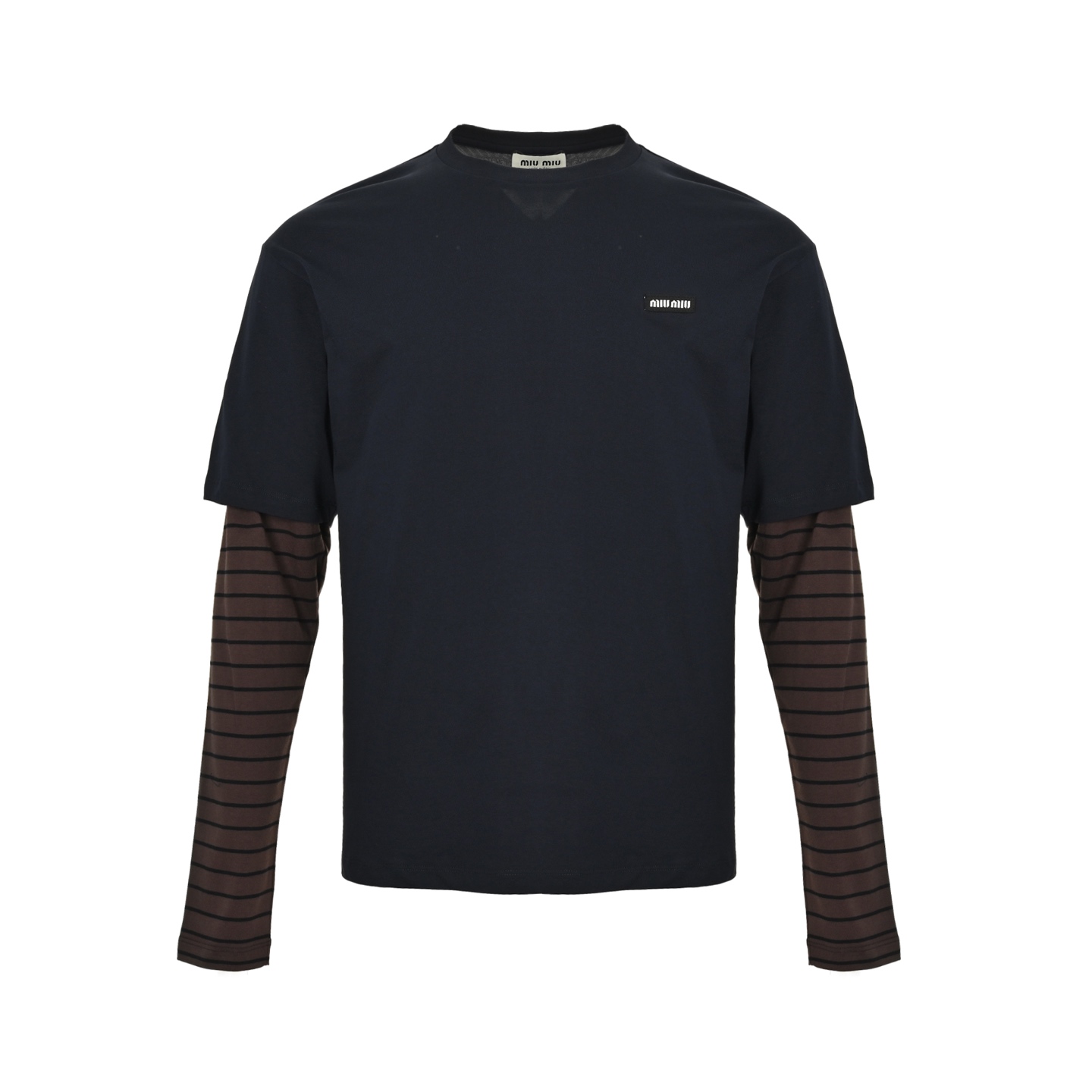 Miu Miu/缪缪 25Fw 假两件条纹长袖T恤-Chinese UA Cheap High Quatity Brand Clothes Bags handbags Sneakers wholesale wholesaler seller from China Factory suppliers Fashion Clothing Shoes best Quality Beautiful Price Miu Miu/缪缪 25Fw 假两件条纹长袖T恤