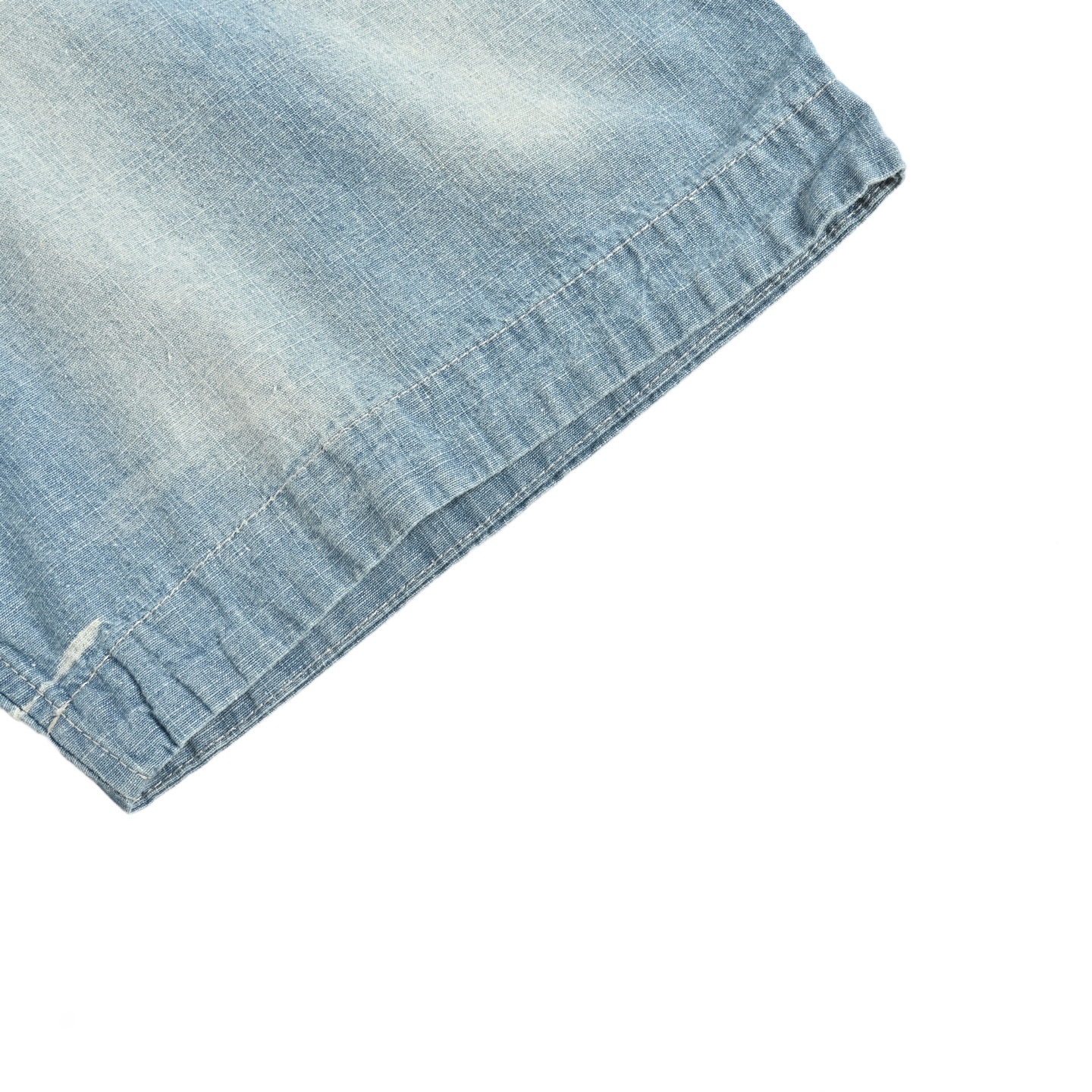 Acne Studios 25ss AC做旧字母LOGO牛仔短袖衬衫 洗水蓝 洗水褪色 喷马骝猫须做旧