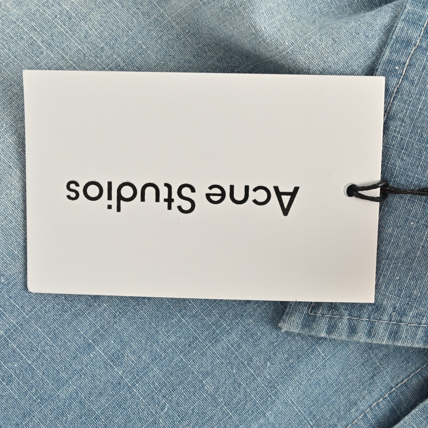 Acne Studios 25ss AC做旧字母LOGO牛仔短袖衬衫 洗水蓝 洗水褪色 喷马骝猫须做旧