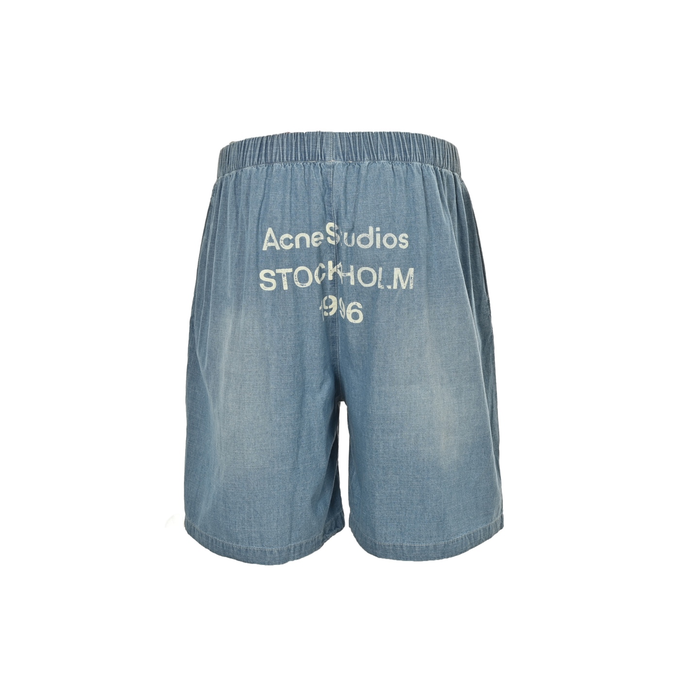 Acne Studios 25ss AC做旧字母LOGO牛仔短裤 洗水蓝 洗水褪色 喷马骝猫须做旧
