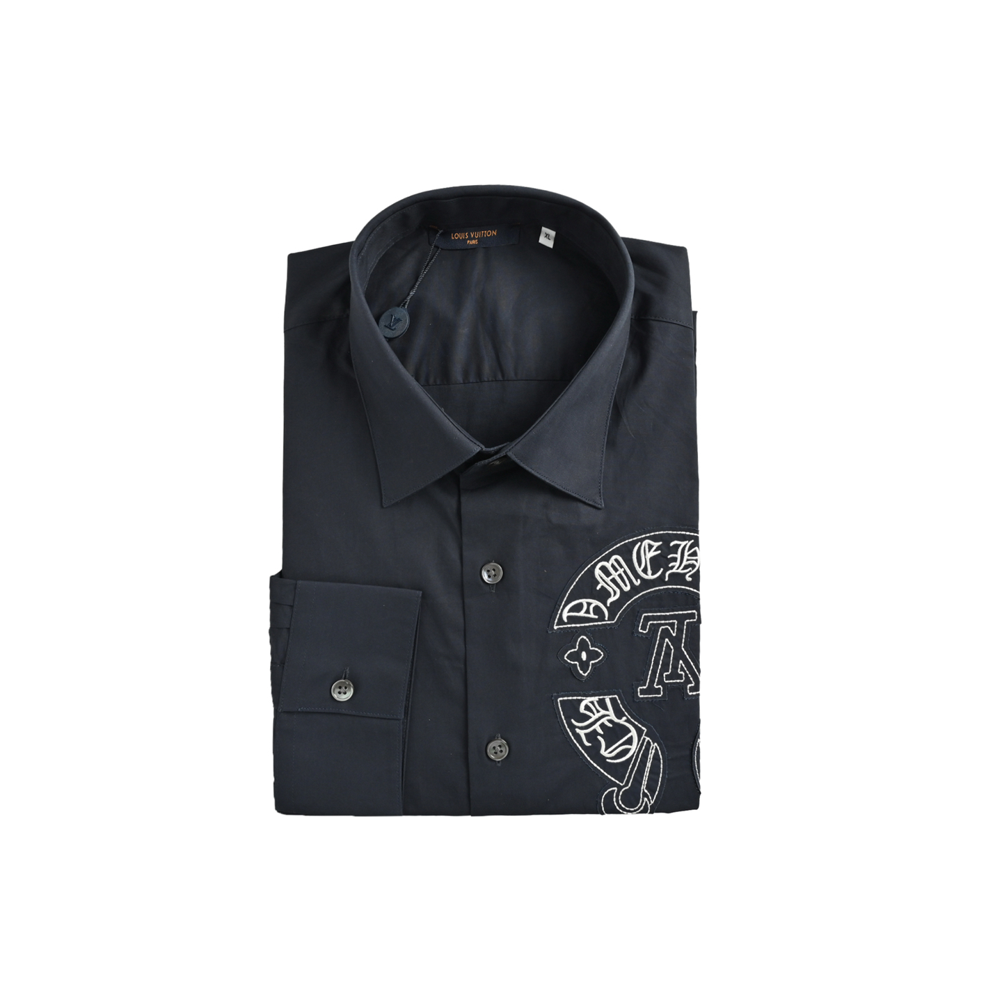 Louis Vuitton & Chrome Hearts 克罗心联名款贴布衬衫-Chinese UA Cheap High Quatity Brand Clothes Bags handbags Sneakers wholesale wholesaler seller from China Factory suppliers Fashion Clothing Shoes best Quality Beautiful Price Louis Vuitton & Chrome Hearts 克罗心联名款贴布衬衫