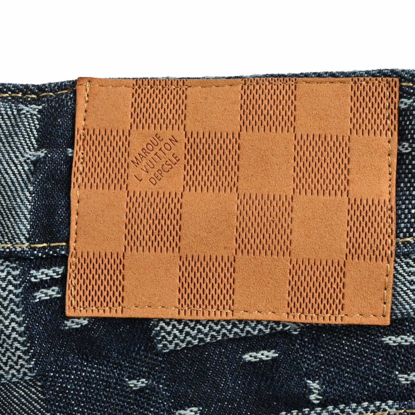 Louis Vuitton &NigoLV联名款补丁马赛克格子套装牛仔裤