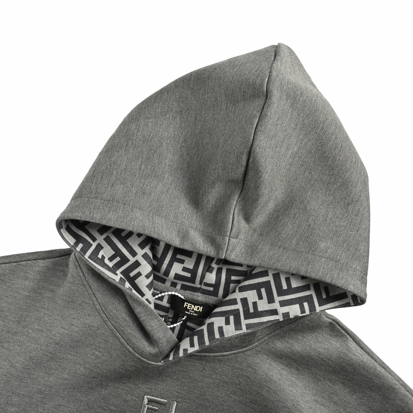 Fendi/芬迪 25Fw FF刺绣太空棉连帽卫衣 灰色-Chinese UA Cheap High Quatity Brand Clothes Bags handbags Sneakers wholesale wholesaler seller from China Factory suppliers Fashion Clothing Shoes best Quality Beautiful Price Fendi/芬迪 25Fw FF刺绣太空棉连帽卫衣 灰色