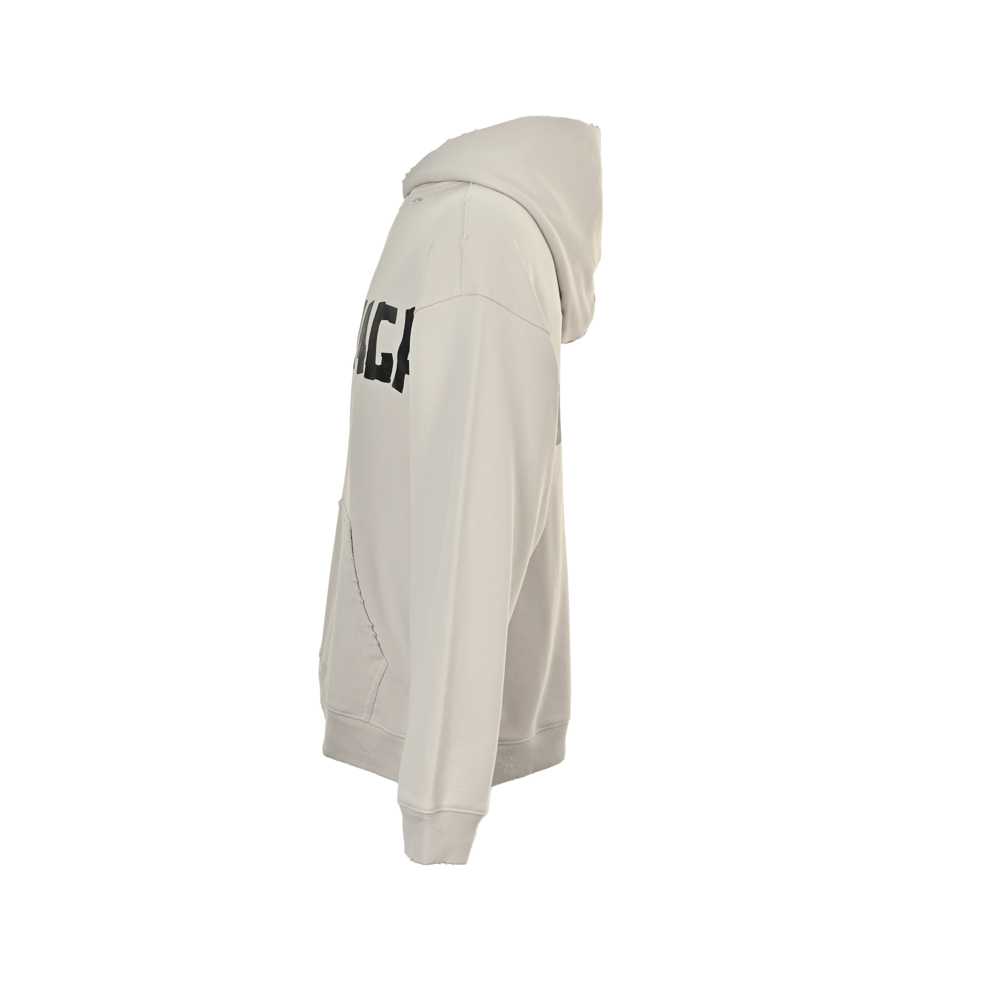 Balenciaga/巴黎世家 25Fw 美纹纸胶带连帽卫衣 巴黎世家/做破美纹纸字母连帽卫衣宽松版型 男女同款 铁塔米色