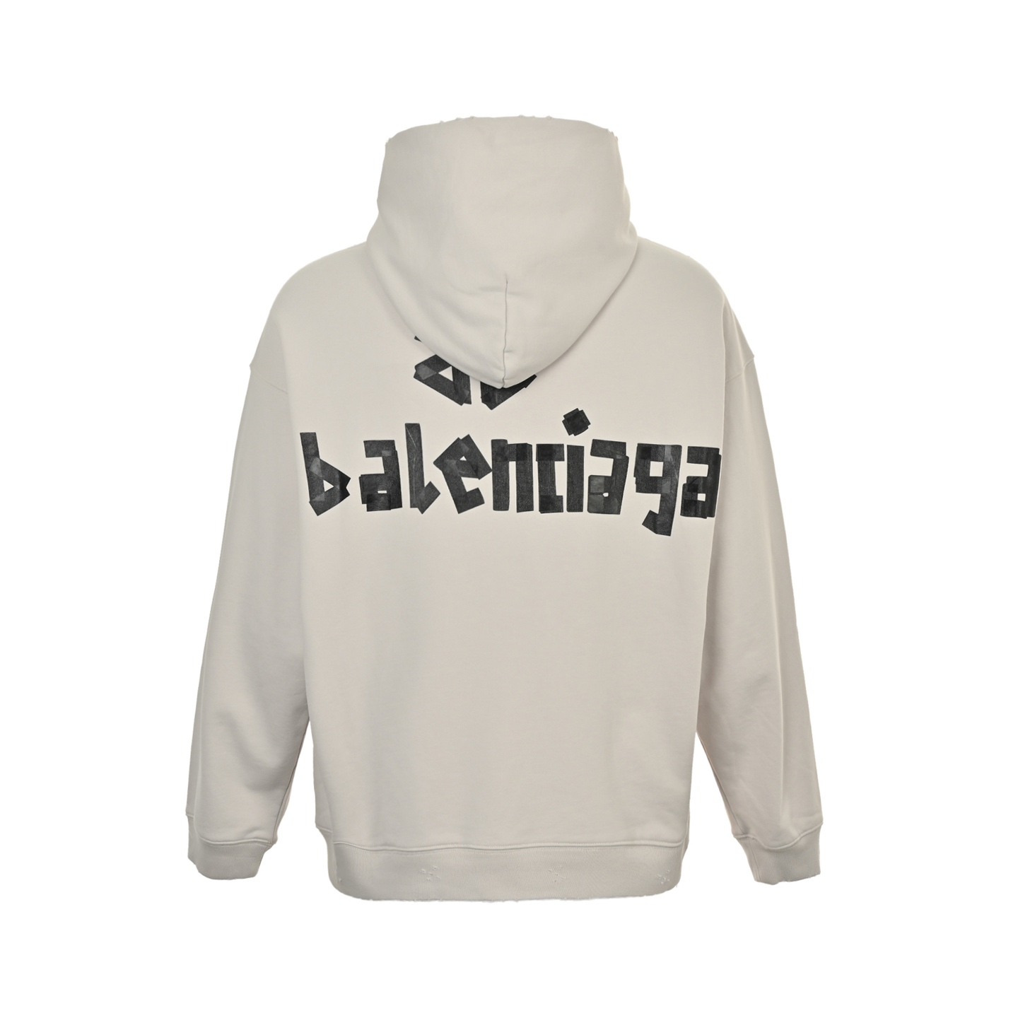 Balenciaga/巴黎世家 25Fw 美纹纸胶带连帽卫衣 巴黎世家/做破美纹纸字母连帽卫衣宽松版型 男女同款 铁塔米色