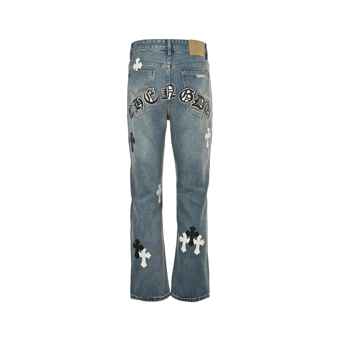 Chrome Hearts/克罗心 后背梵文十字贴皮牛仔裤