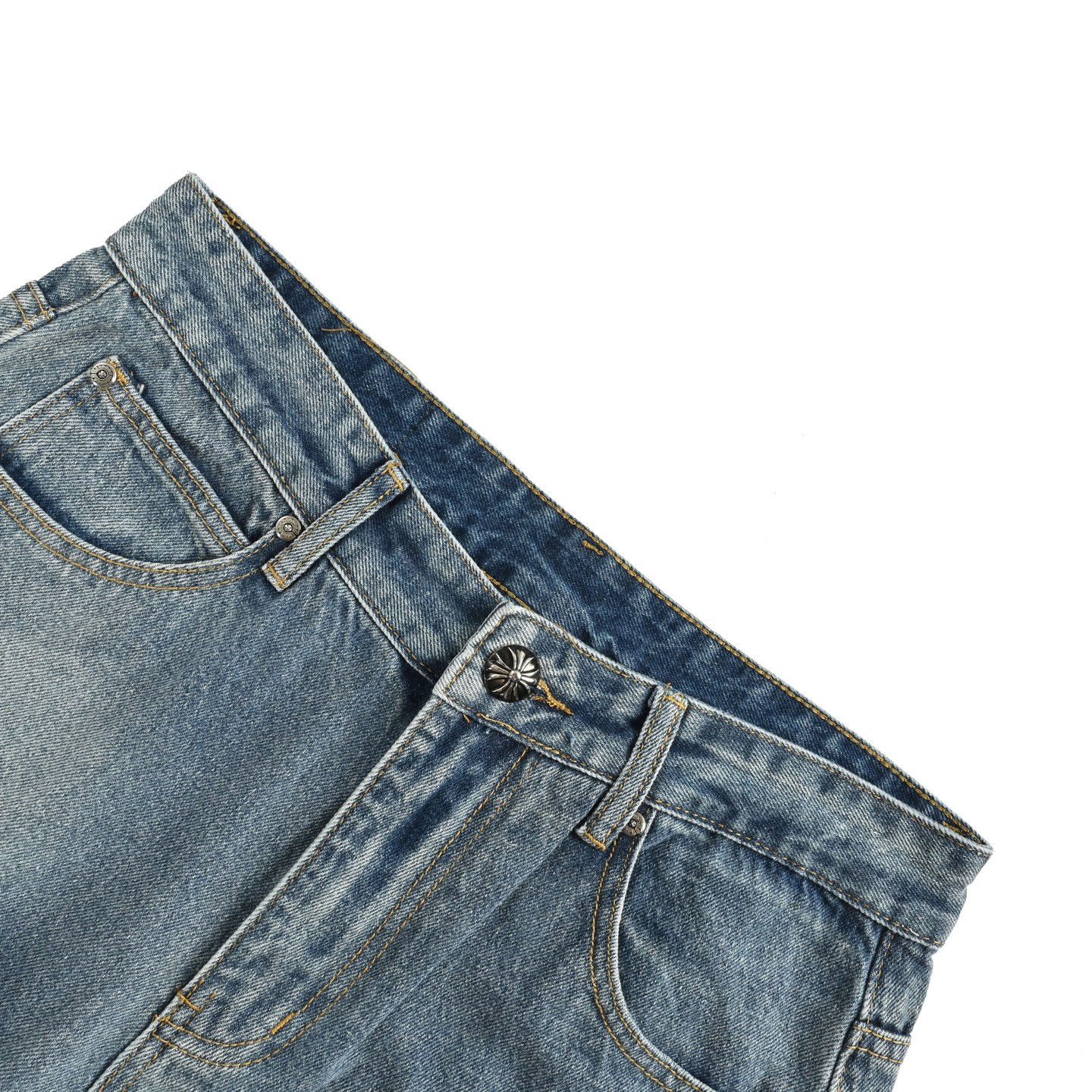 Chrome Hearts/克罗心 后背梵文十字贴皮牛仔裤