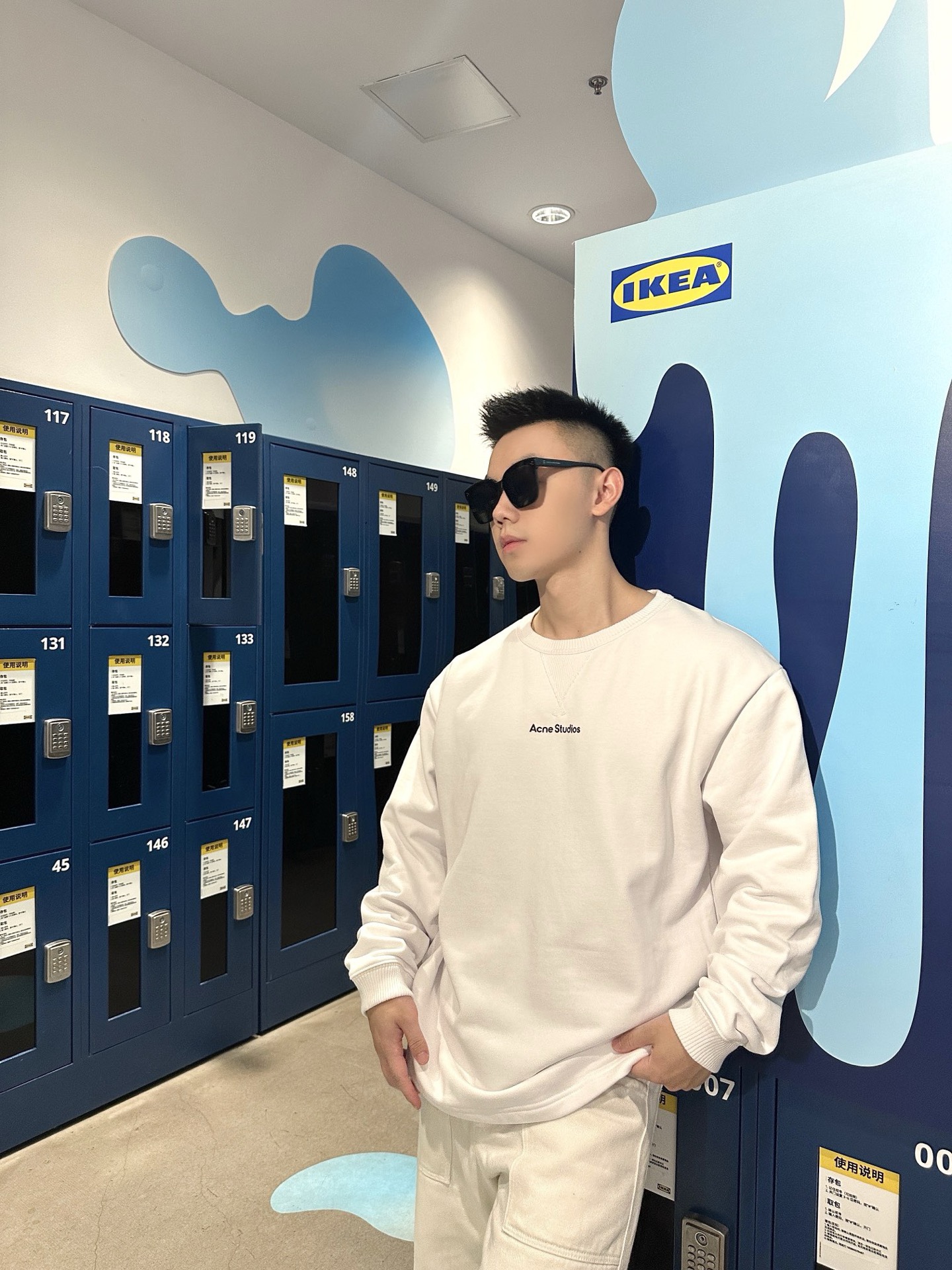 Acne Studios 25Fw 字母徽标印花圆领卫衣上身效果#