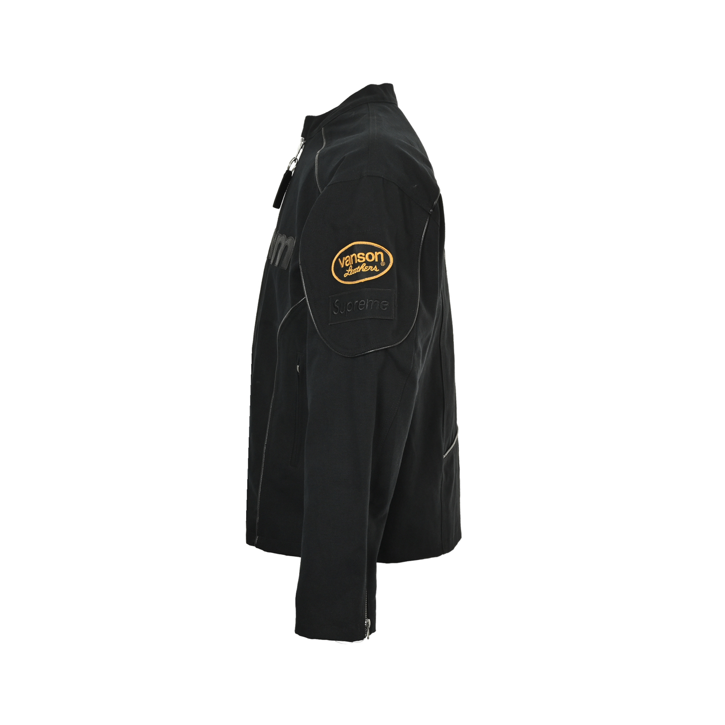 Supreme 三方联名皮革徽标贴花拉链拼接美式夹克外套-莆田鞋,莆田鞋货源,高仿鞋,高仿鞋货源,安福档口,莆田高仿鞋,莆田鞋批发,高仿鞋批发,莆田高仿运动鞋,高仿运动鞋,莆田运动鞋 Supreme 三方联名皮革徽标贴花拉链拼接美式夹克外套