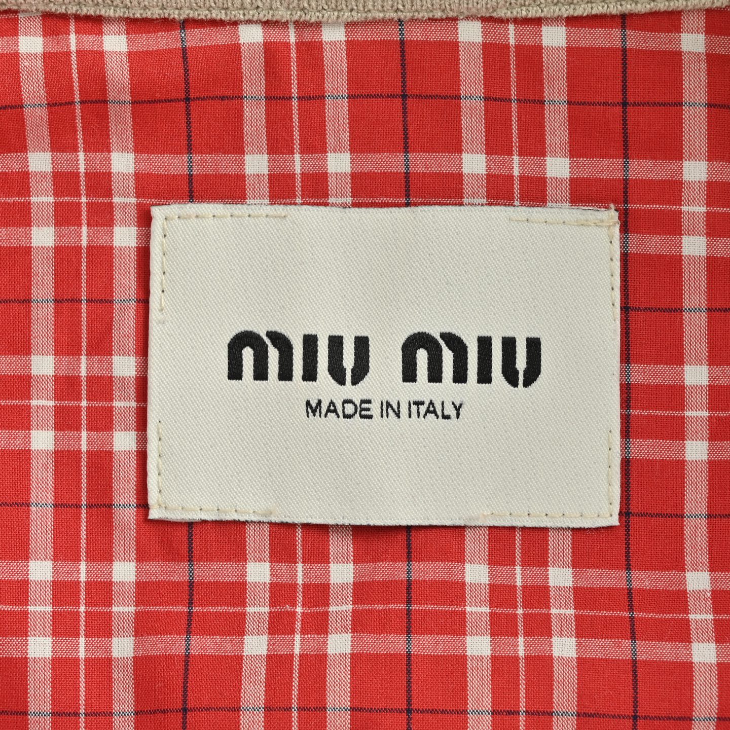 Miu Miu/缪缪 25Fw Miu小标内红格夹克外套 卡其