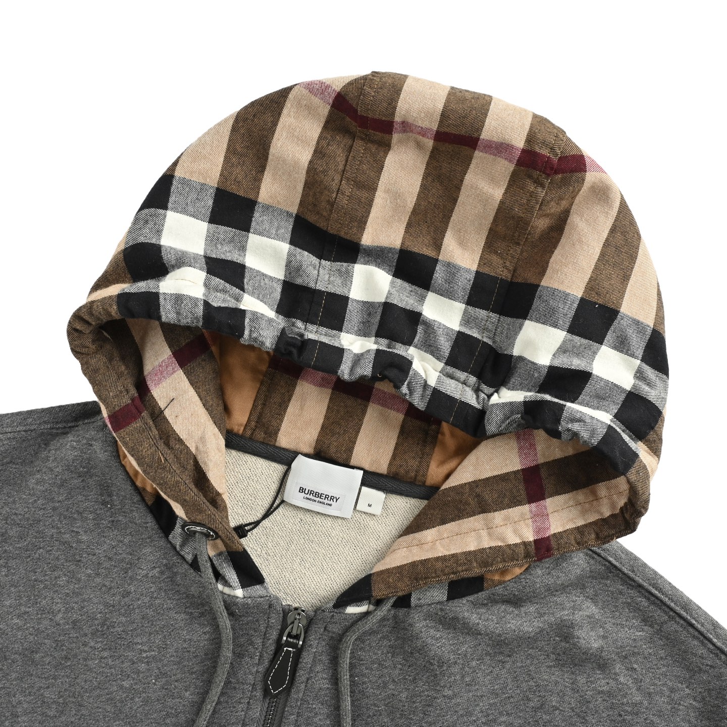 Burberry/巴宝莉 拼接格纹连帽拉链外套