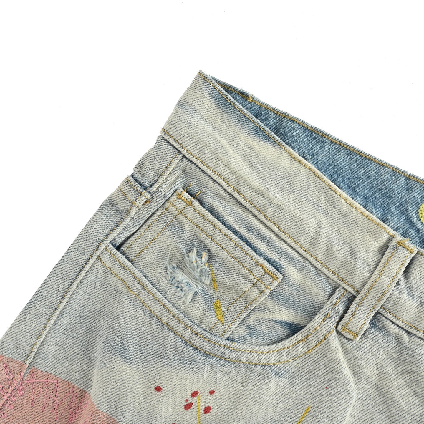 Drew House 泰迪笑脸破洞牛仔裤 蓝-Chinese UA Cheap High Quatity Brand Clothes Bags handbags Sneakers wholesale wholesaler seller from China Factory suppliers Fashion Clothing Shoes best Quality Beautiful Price Drew House 泰迪笑脸破洞牛仔裤 蓝