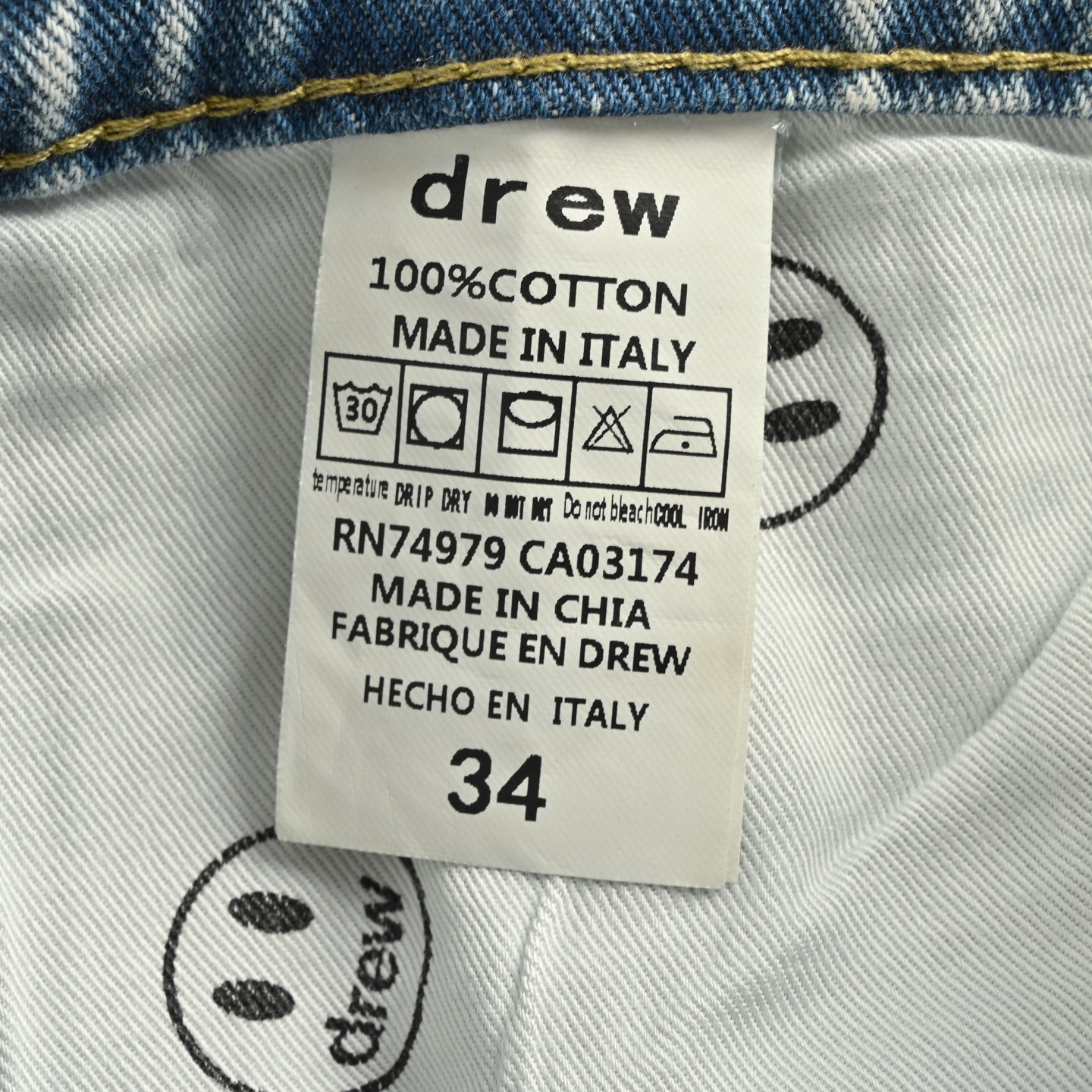 Drew House 笑脸破洞牛仔裤蓝-Chinese UA Cheap High Quatity Brand Clothes Bags handbags Sneakers wholesale wholesaler seller from China Factory suppliers Fashion Clothing Shoes best Quality Beautiful Price Drew House 笑脸破洞牛仔裤蓝