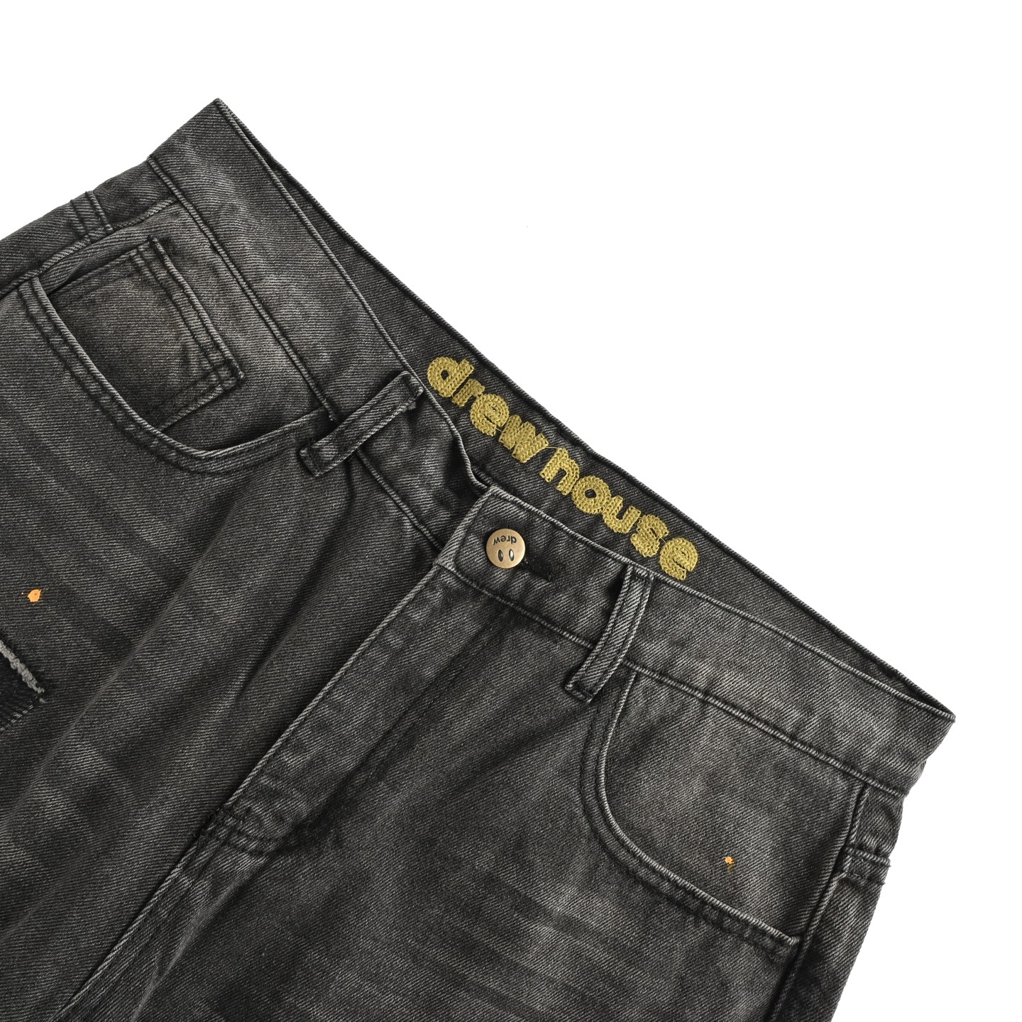 Drew House 笑脸破洞水洗泼墨牛仔裤